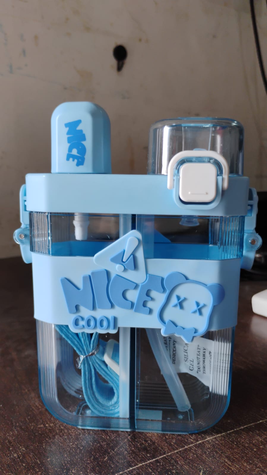 2in1 Dual Compartment Water Bottle With Straw And Adjustable Shoulder Straps (1 Pc Multi Color) - Grandsell