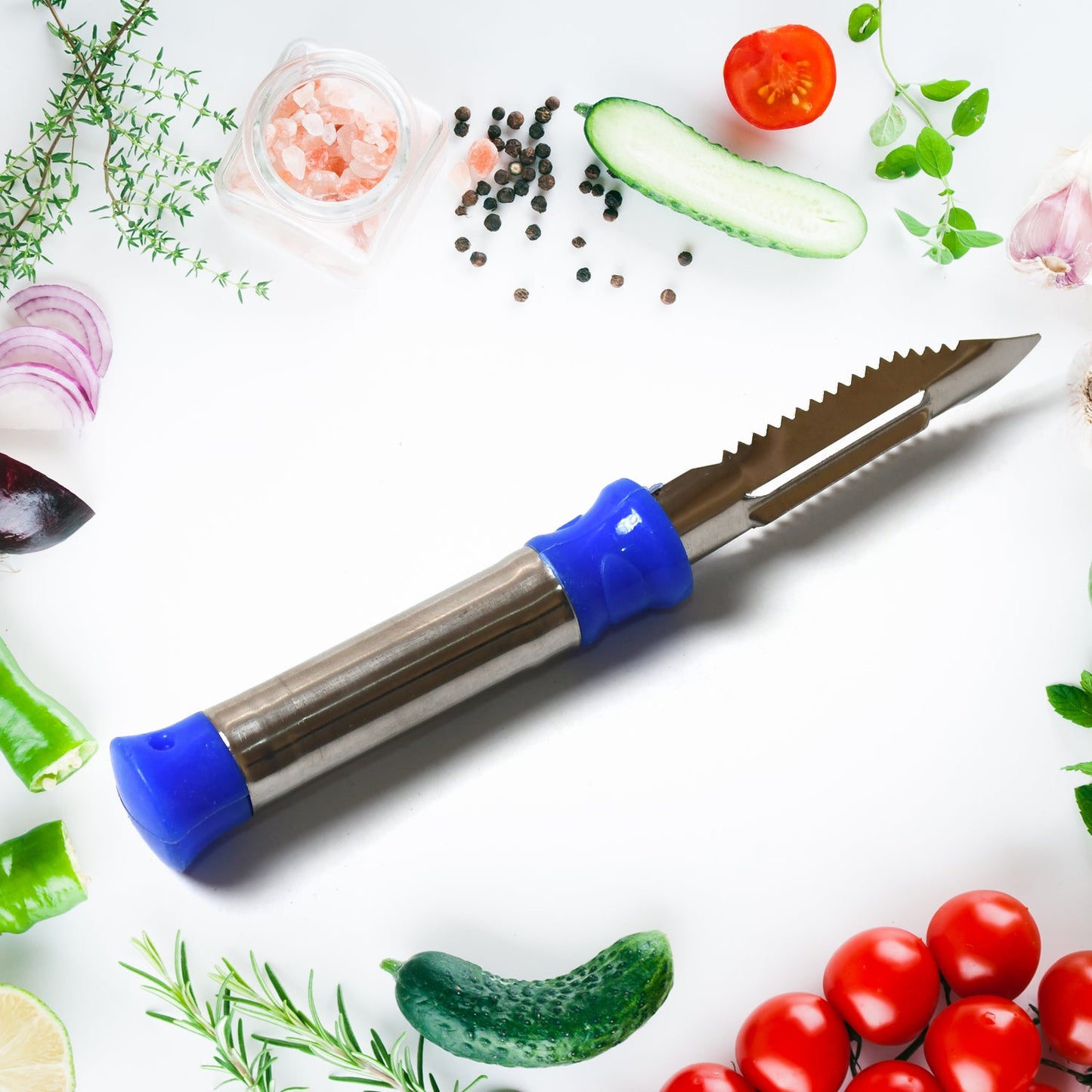 2in1 Multi - purpose Stainless Steel Peeler With Hanging Ring For Vegetables Potato Peeler Carrot Grated Suitable For Peeling And Shredding Fruit And Vegetables Kitchen Accessories Piller (1 Pc) - Grandsell