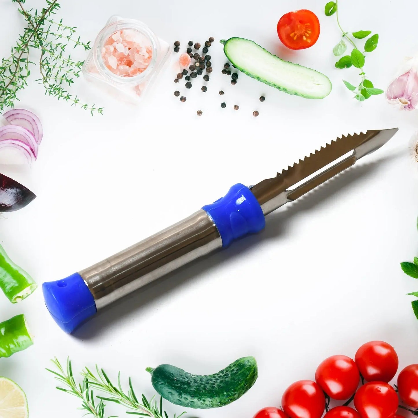 2in1 Multi - purpose Stainless Steel Peeler With Hanging Ring For Vegetables Potato Peeler Carrot Grated Suitable For Peeling And Shredding Fruit And Vegetables Kitchen Accessories Piller (1 Pc) - Grandsell