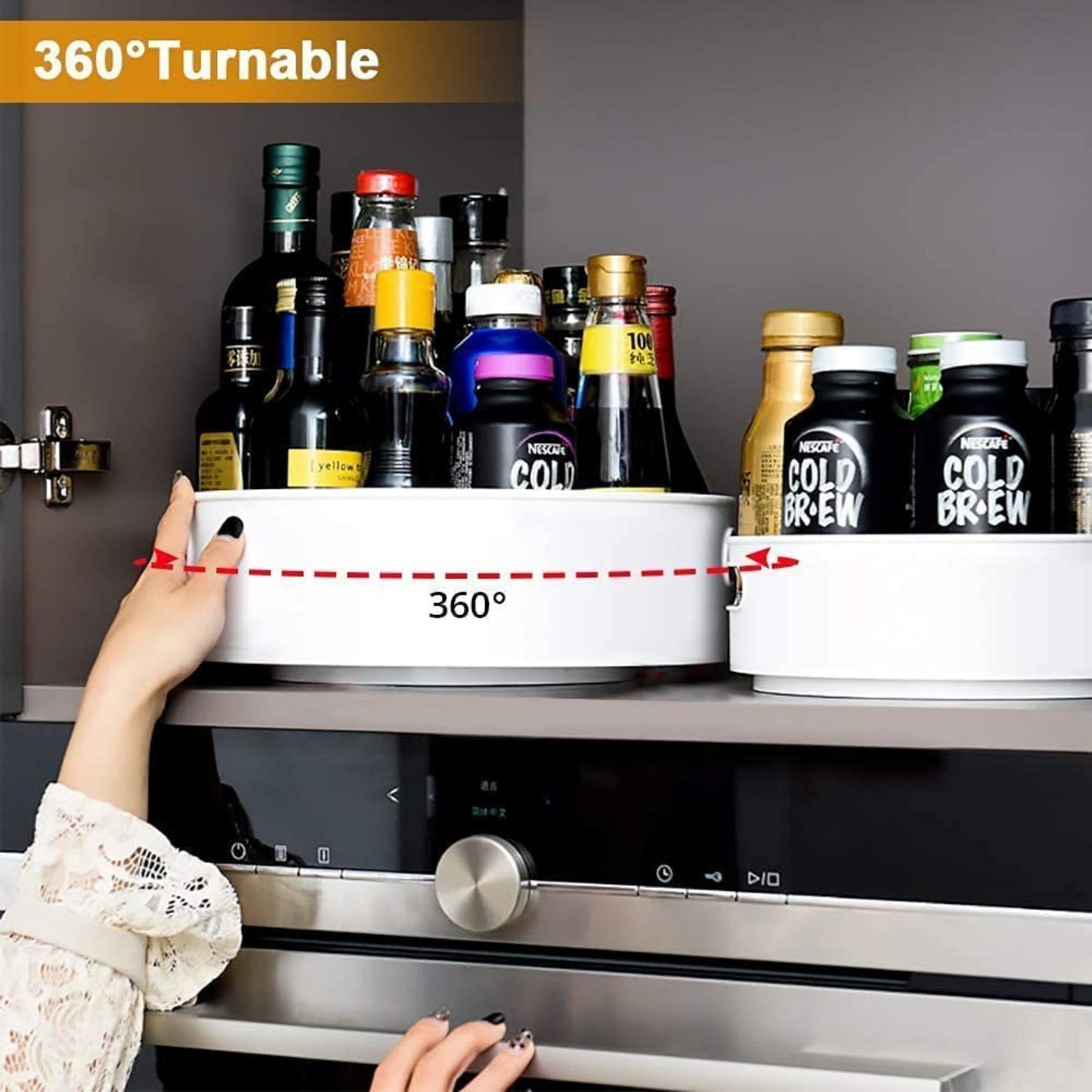 360° Rotating Organizer Tray – Multi - Function Lazy Susan Turntable for Kitchen, Bathroom & Home - Grandsell