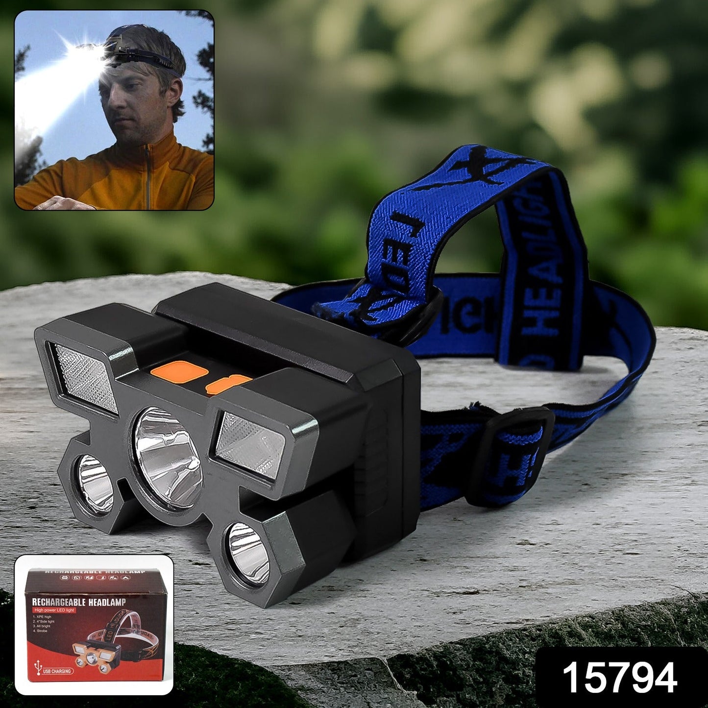5 Led Headlamp Usb Rechargeable Head Light (1 Pc) - Grandsell