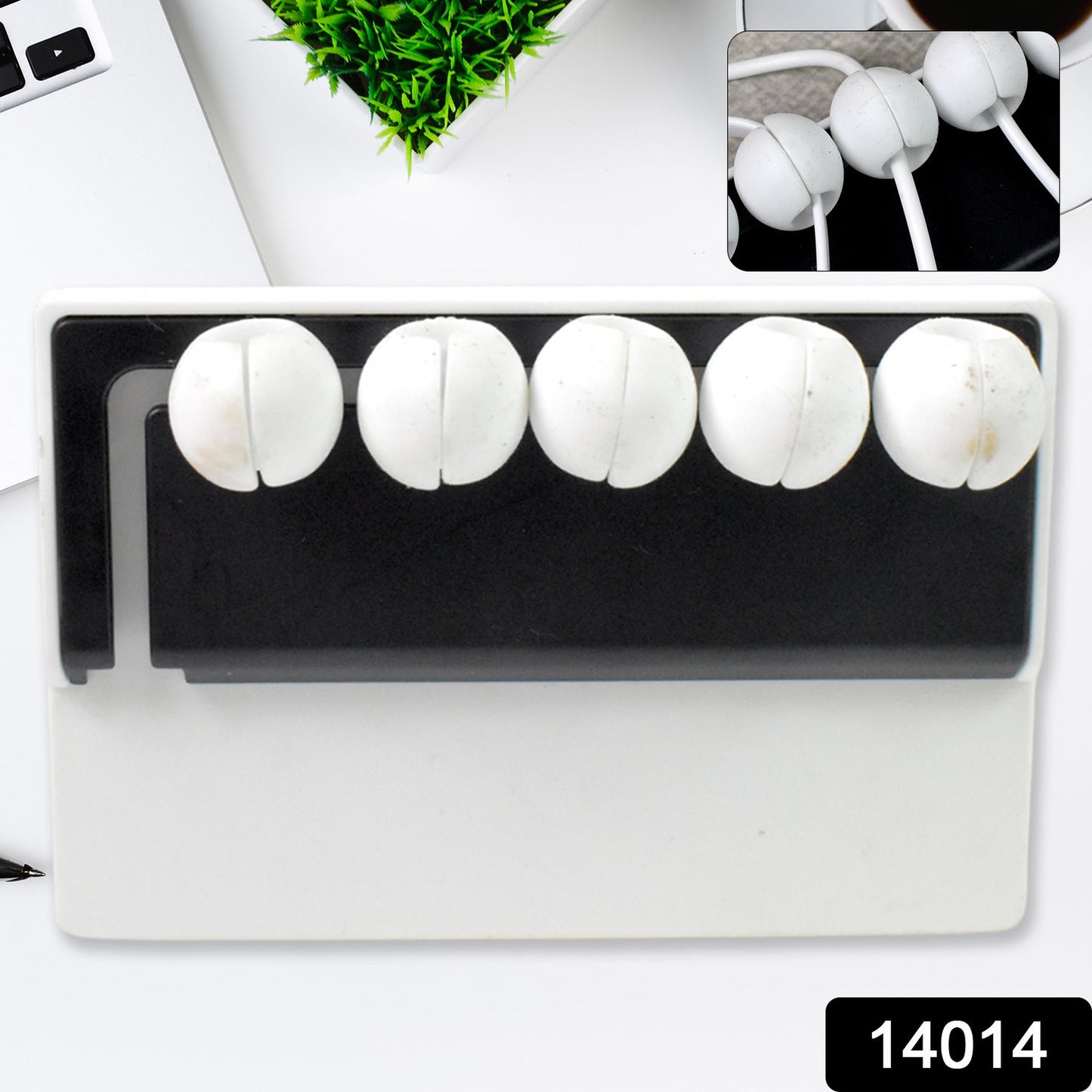 5 Slots Adhesive Desk Cable Cord Holder | Self Adhesive Cable Organizer for Charging Wires - Grandsell