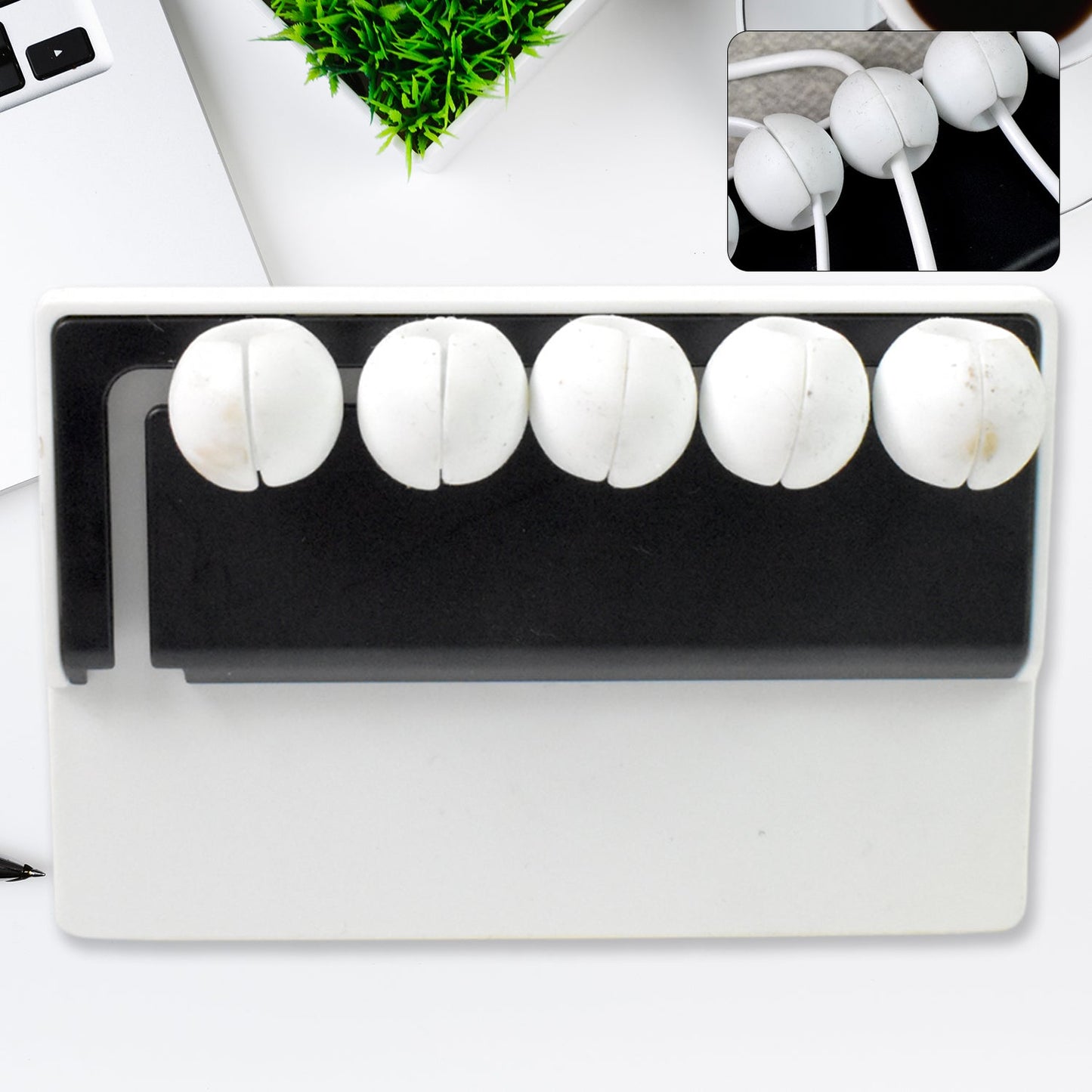 5 Slots Adhesive Desk Cable Cord Holder | Self Adhesive Cable Organizer for Charging Wires - Grandsell