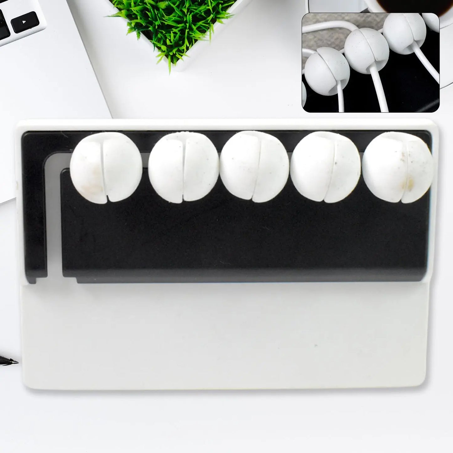 5 Slots Adhesive Desk Cable Cord Holder | Self Adhesive Cable Organizer for Charging Wires - Grandsell