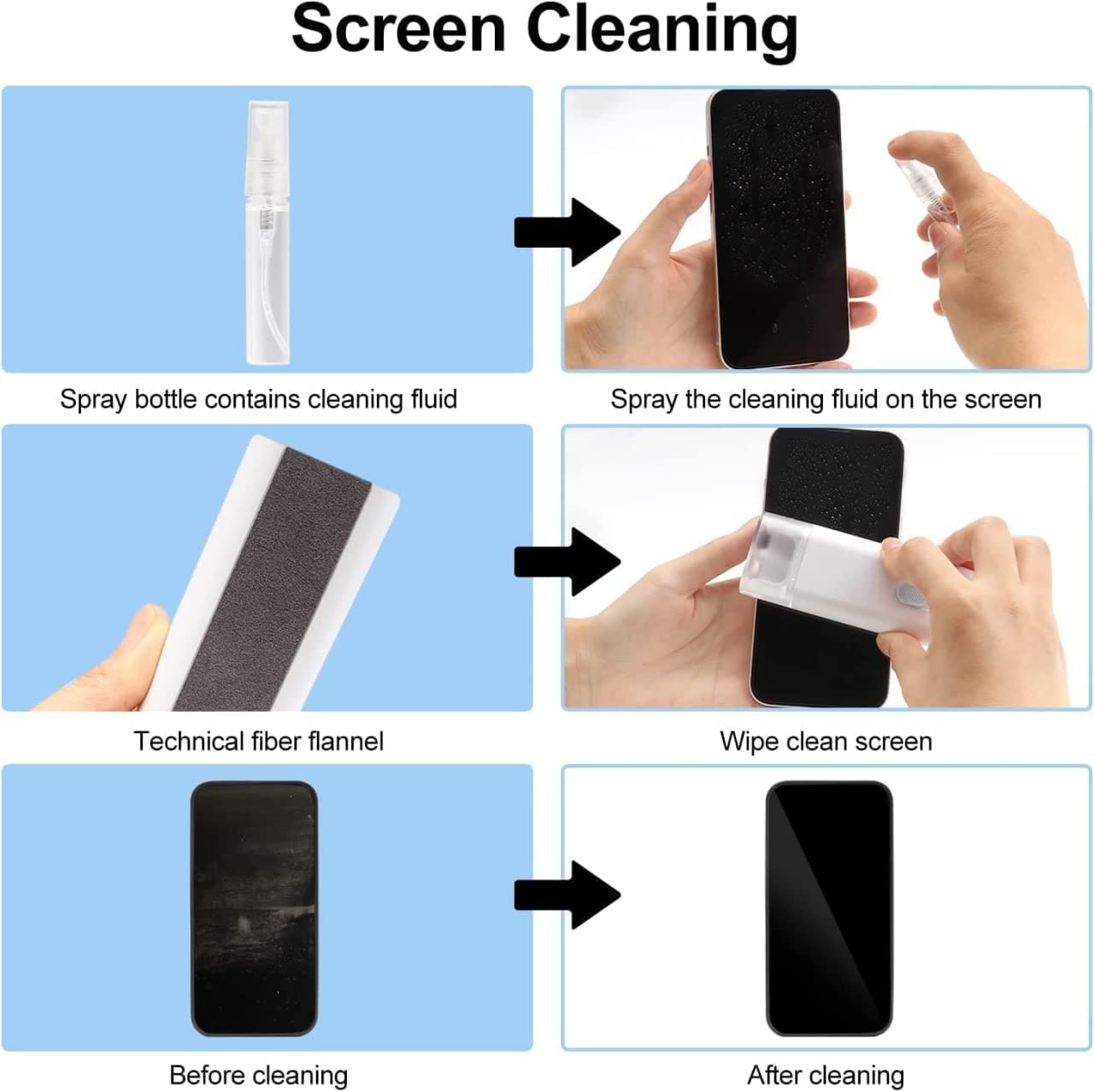 7 In 1 Electronic Cleaner Kit Cleaning Kit For Monitor Keyboard Airpods Screen Dust Brush Including Soft Sweep Swipe Airpod Cleaner Pen Key Puller And Spray Bottle - Grandsell