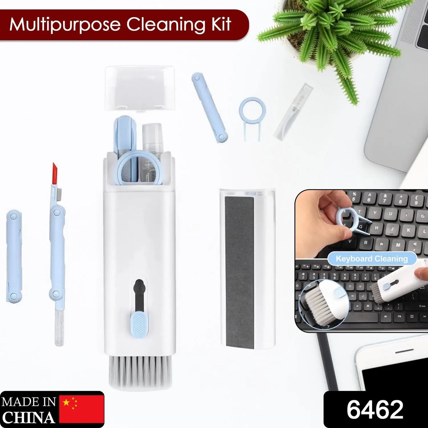7 In 1 Electronic Cleaner Kit Cleaning Kit For Monitor Keyboard Airpods Screen Dust Brush Including Soft Sweep Swipe Airpod Cleaner Pen Key Puller And Spray Bottle - Grandsell