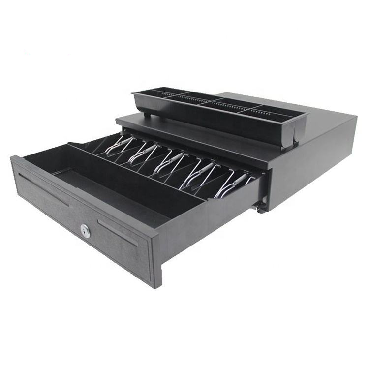 Grandse Metal Cash Drawer – 5 Cash & 5 Coin Compartments | Black