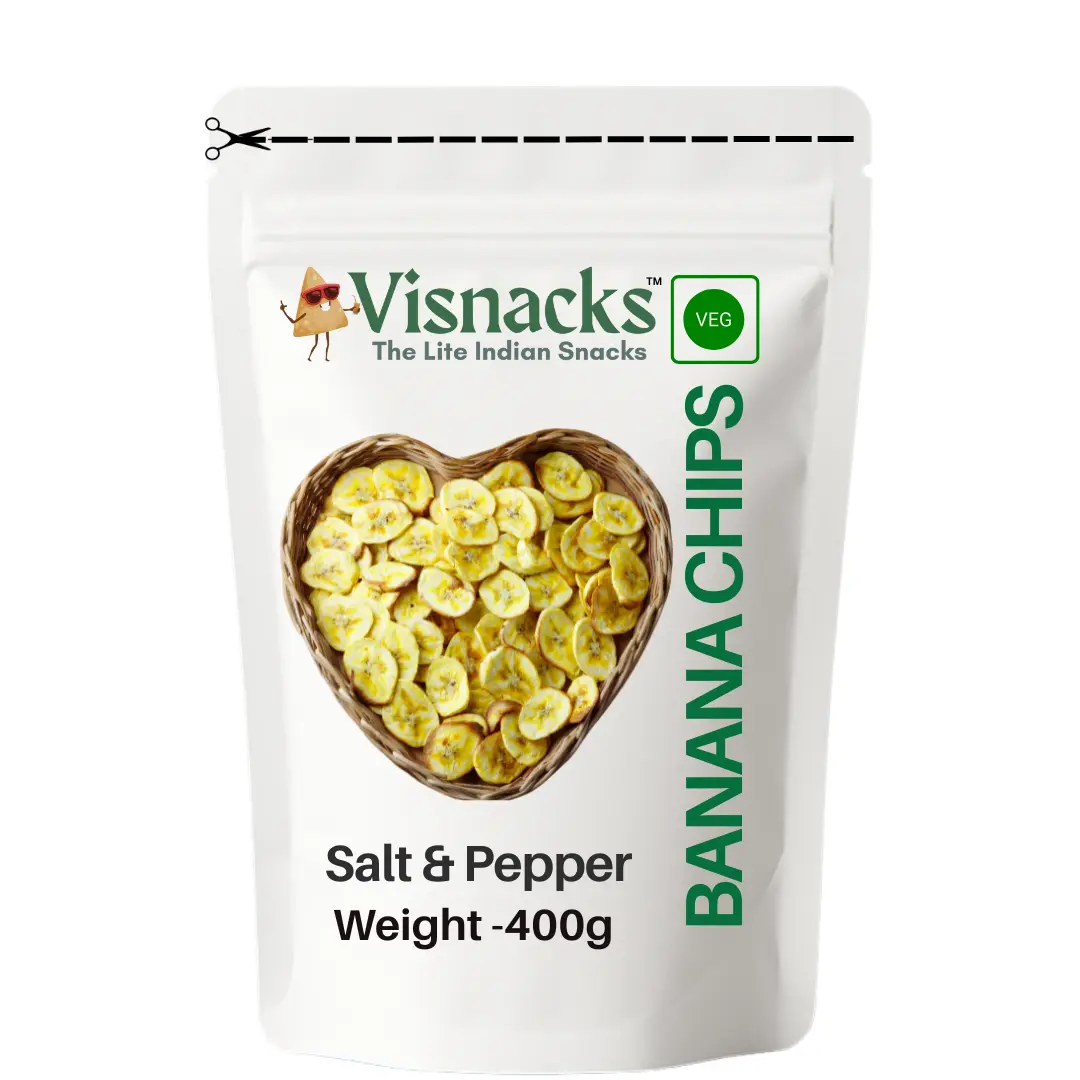 Visnacks Banana Chips Salt & Pepper Flavour | Crispy Kerala Style | Healthy & Crunchy