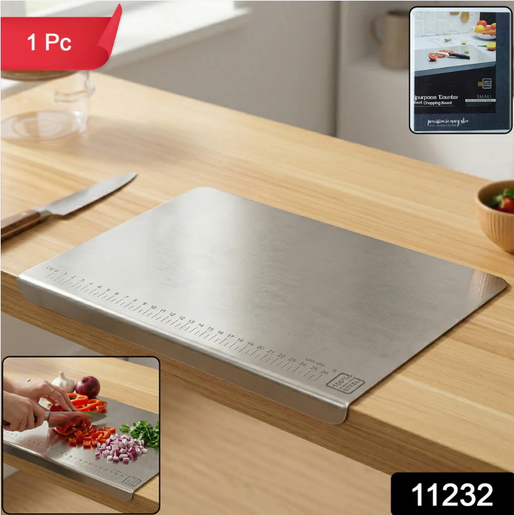 Stainless Steel Chopping Board 35.5x29cm | Food-Grade Metal Cutting Board for Kitchen