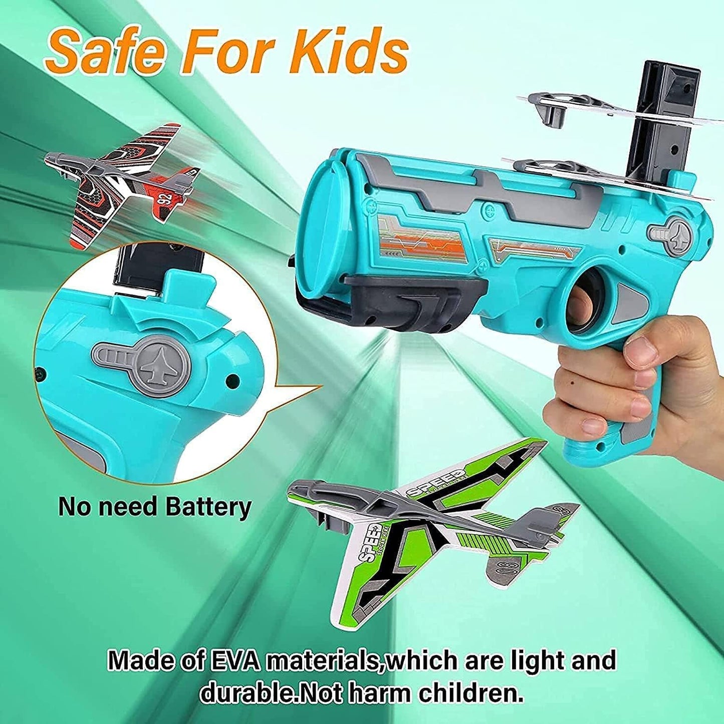 Airplane Launcher Gun Toy With Foam Glider Planes Outdoor Games For Children Best Aeroplane Toys For Kids Air Battle Gun Toys ( 5 Plane Include ) - Grandsell