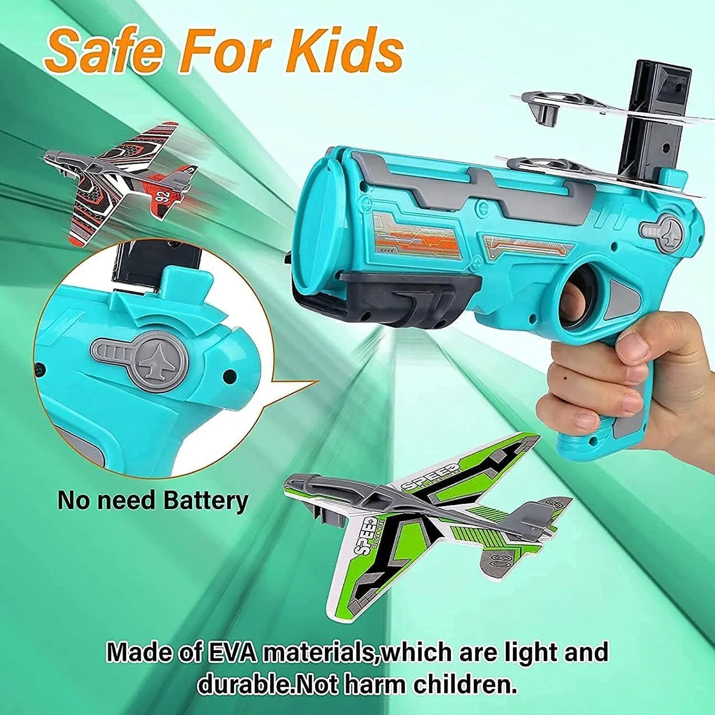 Airplane Launcher Gun Toy With Foam Glider Planes Outdoor Games For Children Best Aeroplane Toys For Kids Air Battle Gun Toys ( 5 Plane Include ) - Grandsell