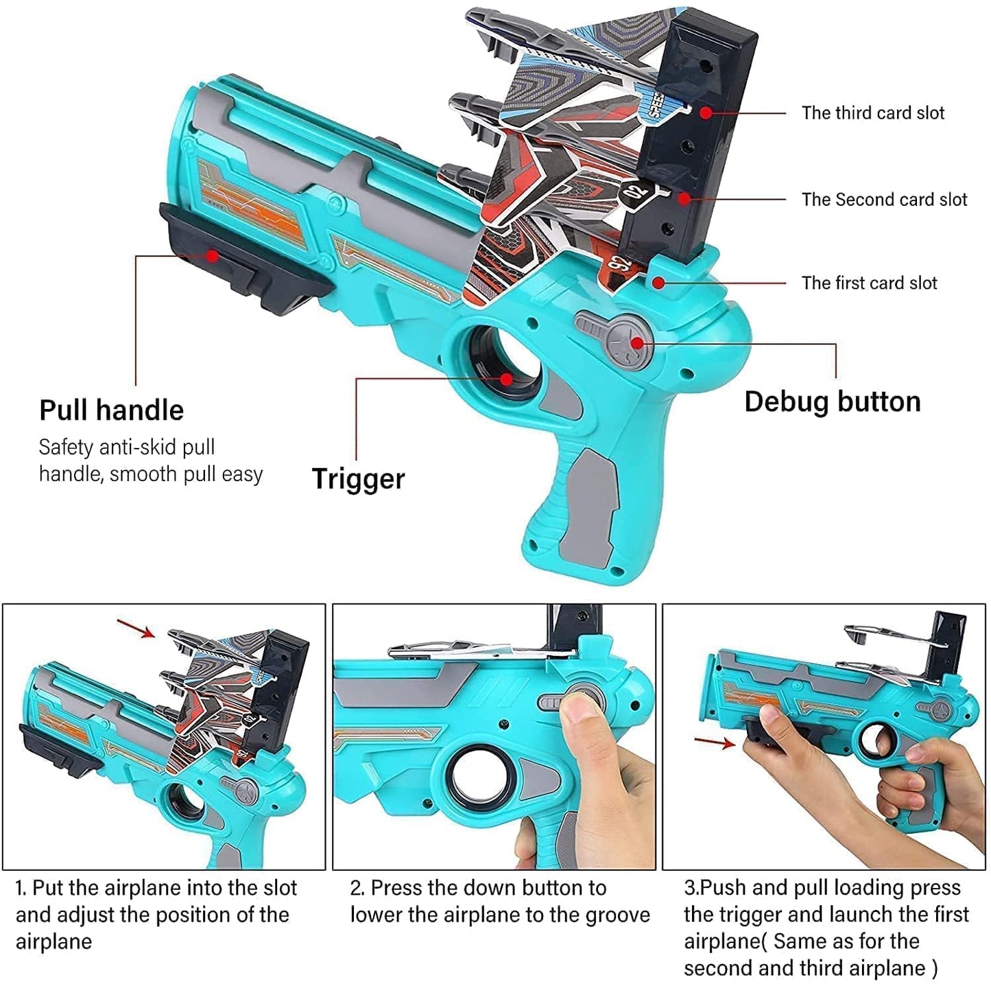Airplane Launcher Gun Toy With Foam Glider Planes Outdoor Games For Children Best Aeroplane Toys For Kids Air Battle Gun Toys ( 5 Plane Include ) - Grandsell