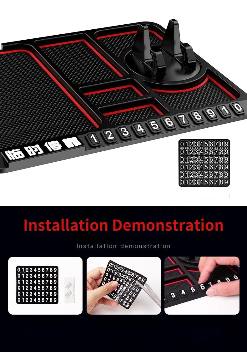 Car air freshener holder with number and letter stickers, installation demonstration shown.