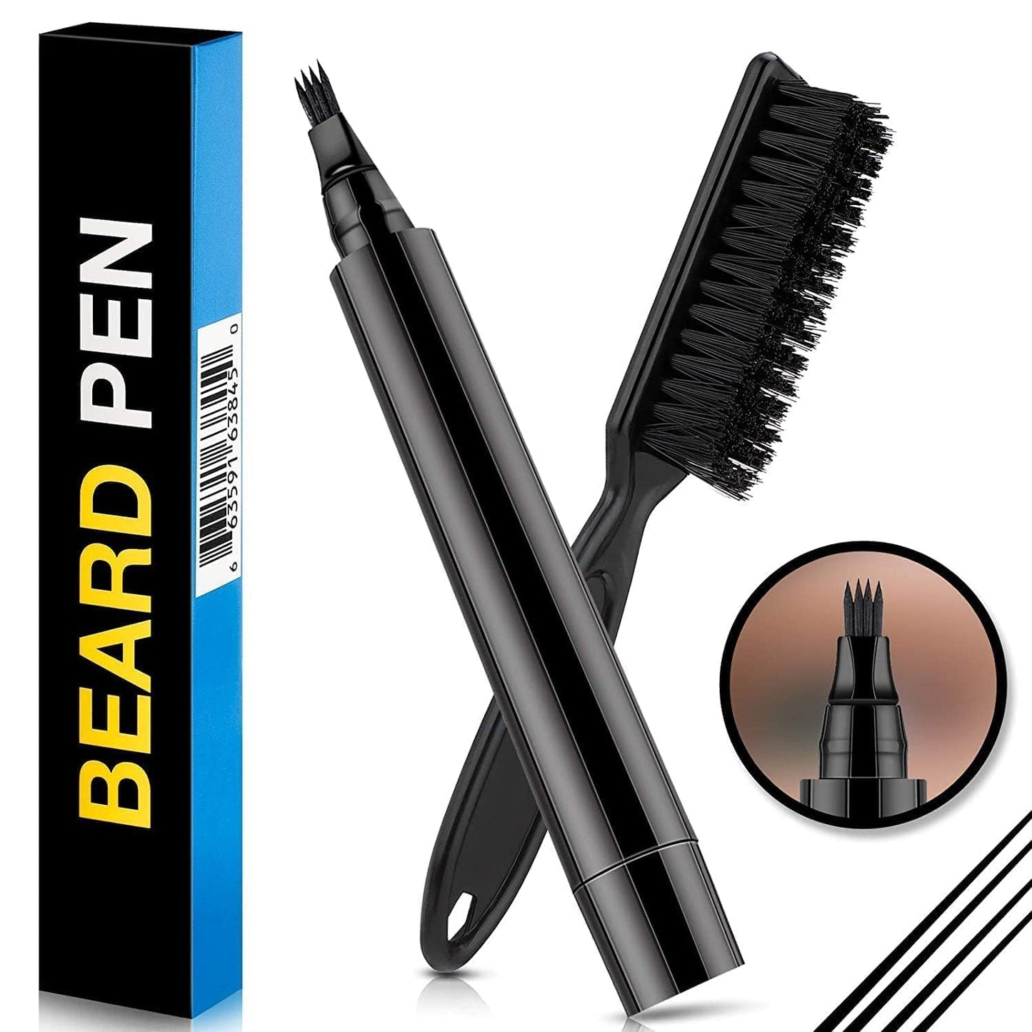 Beard Pencil Filler for Men – Barber Styling Pen with Bristle Beard Brush - Grandsell
