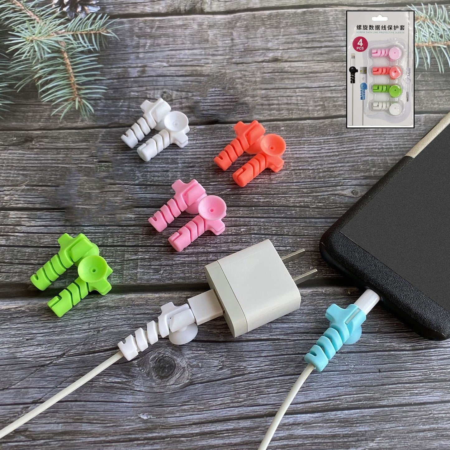 Cable Cord Protector Saver With Suction End (Suction Winder 4 Pcs Set) - Grandsell