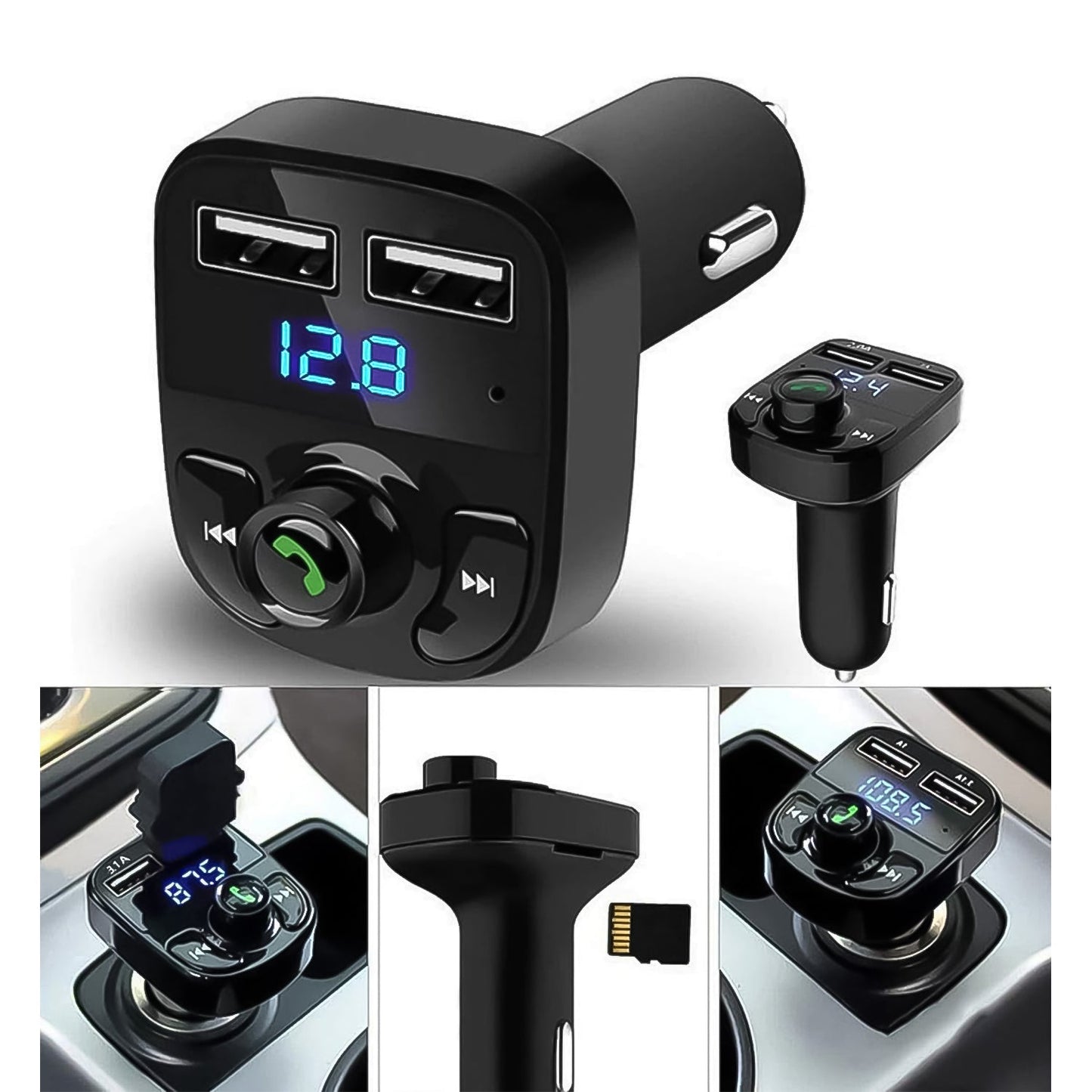 Car - x8 Bluetooth Fm Transmitter Kit For Hands - free Call Receiver Music Player Call Receiver Fast Mobile Charger Ports For All Smartphoneswith 3.1a Quick Charge Dual Usb Car Charger - Grandsell