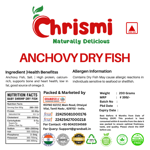 Chrismi Anchovy Dry Fish 200 Grams - Grandsell