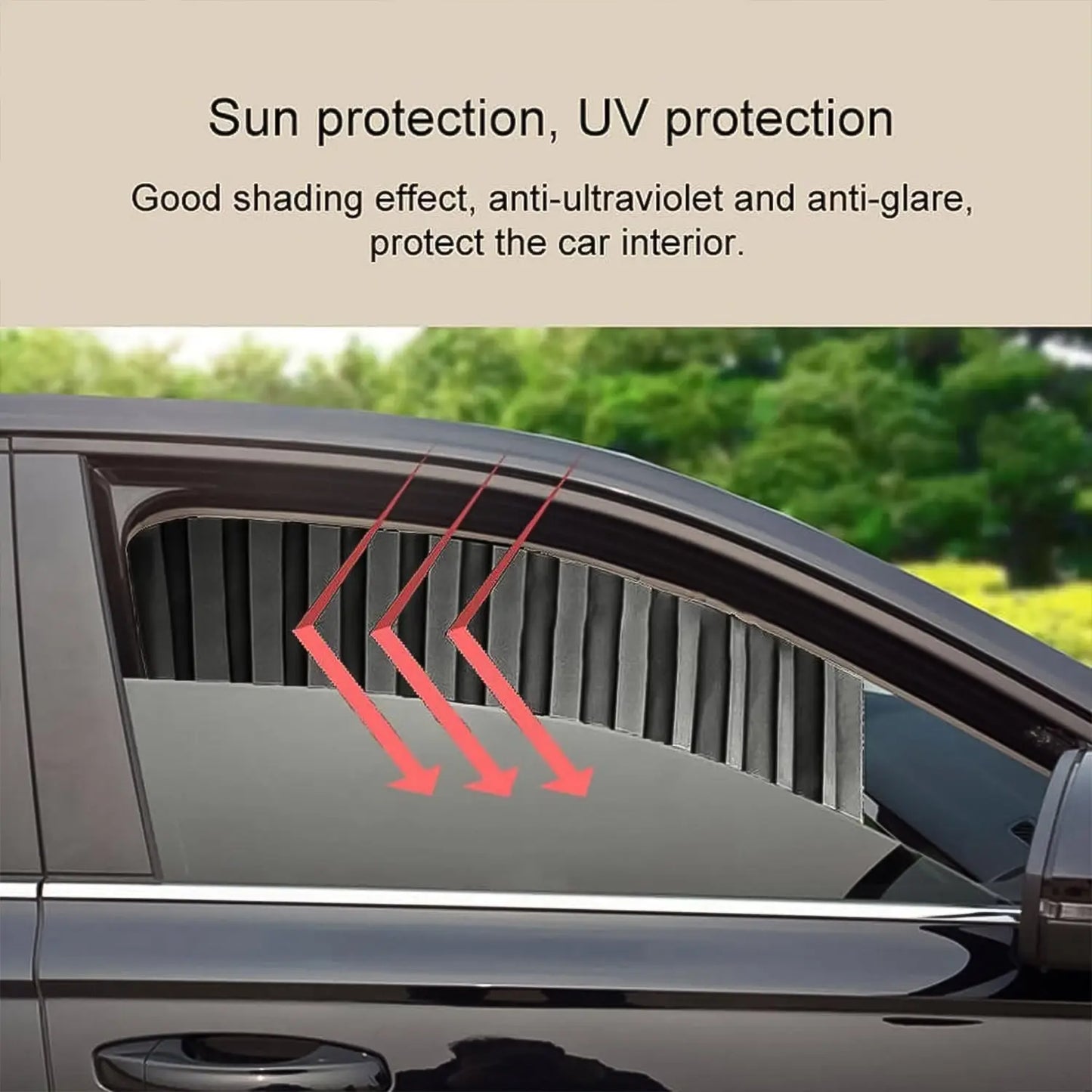 Curtain For Car Window Heat Sunshade Protection (4 Pcs With Curtain Hook Adhesive Tap Set) - Grandsell