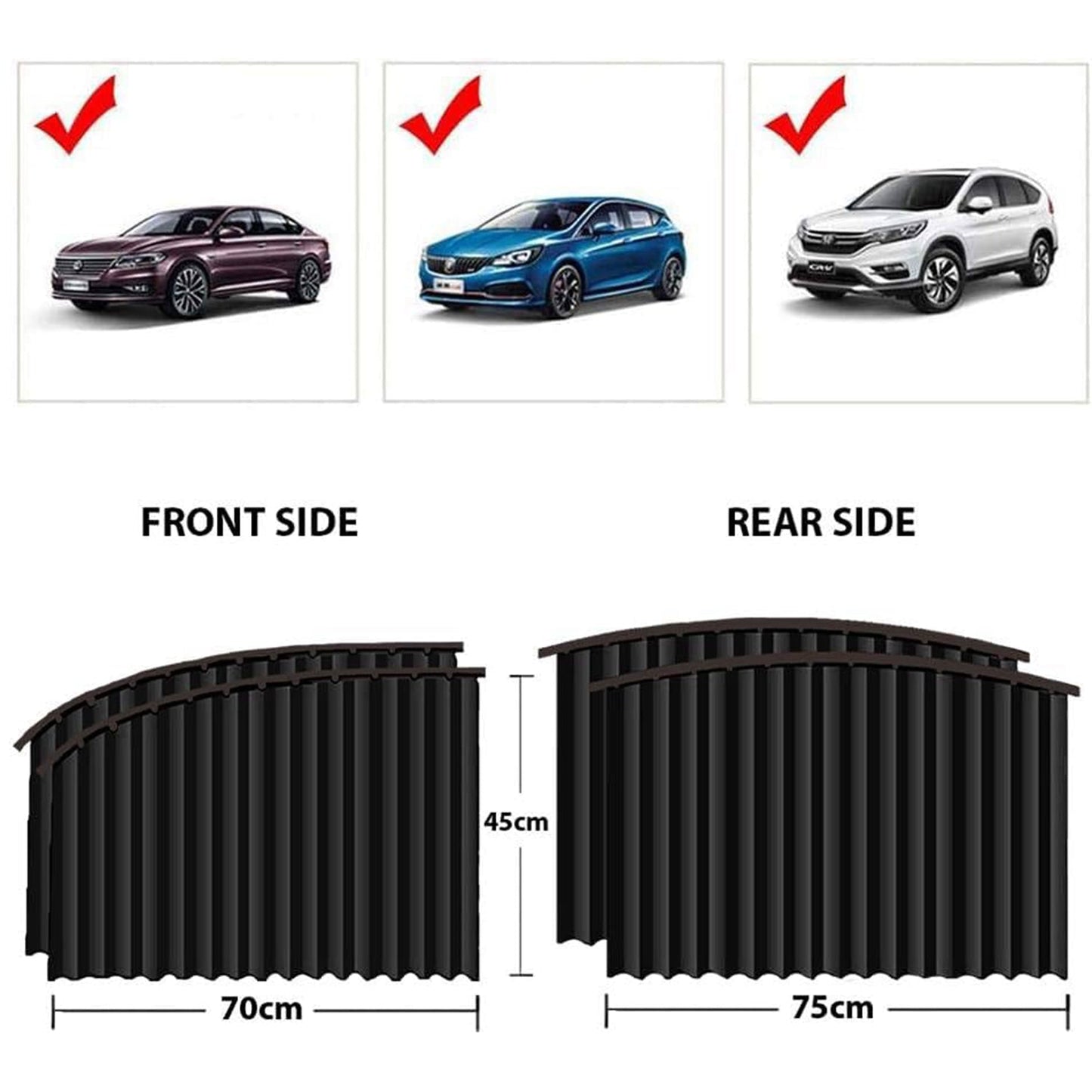 Curtain For Car Window Heat Sunshade Protection (4 Pcs With Curtain Hook Adhesive Tap Set) - Grandsell
