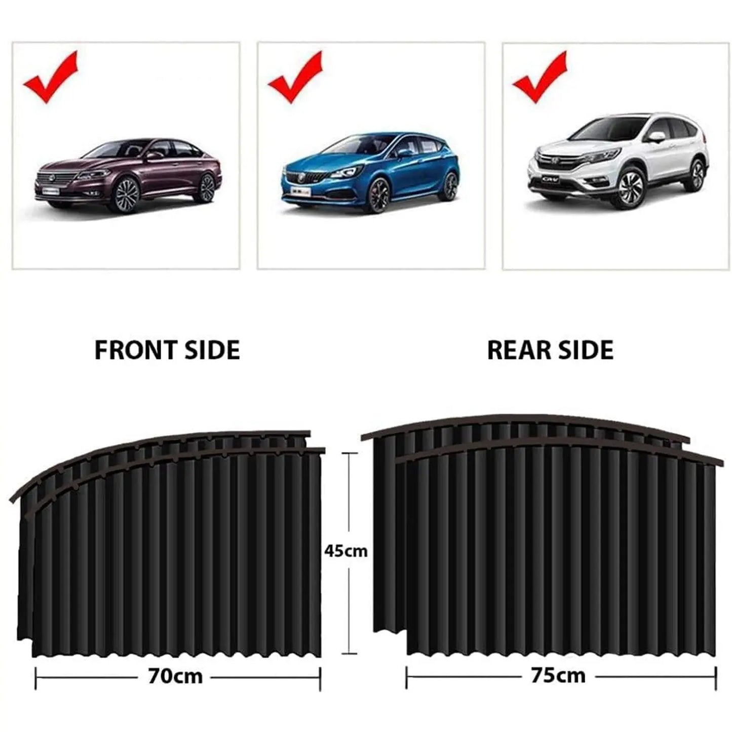 Curtain For Car Window Heat Sunshade Protection (4 Pcs With Curtain Hook Adhesive Tap Set) - Grandsell