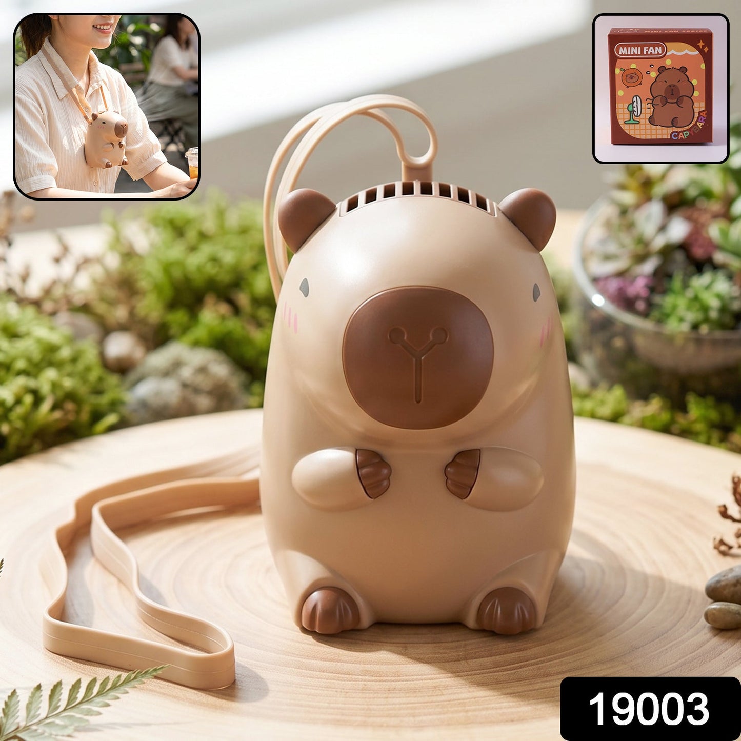 Cute Bear Shape Portable Mini Fan With Neck Strap (1 Pc) - Grandsell