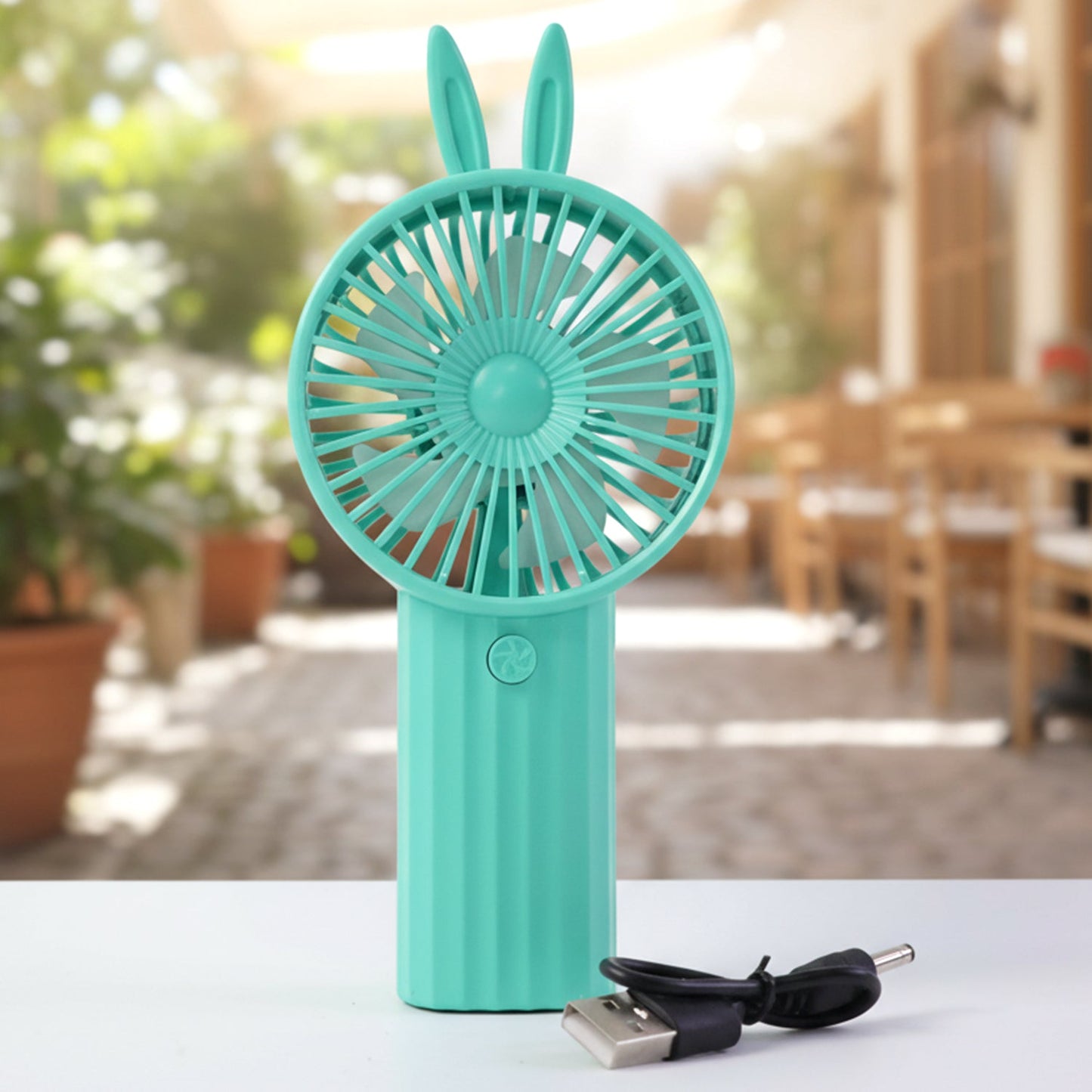 Cute Bunny Ear Design Portable Usb Rechargeable Mini Handheld Fan (1 Pc) - Grandsell