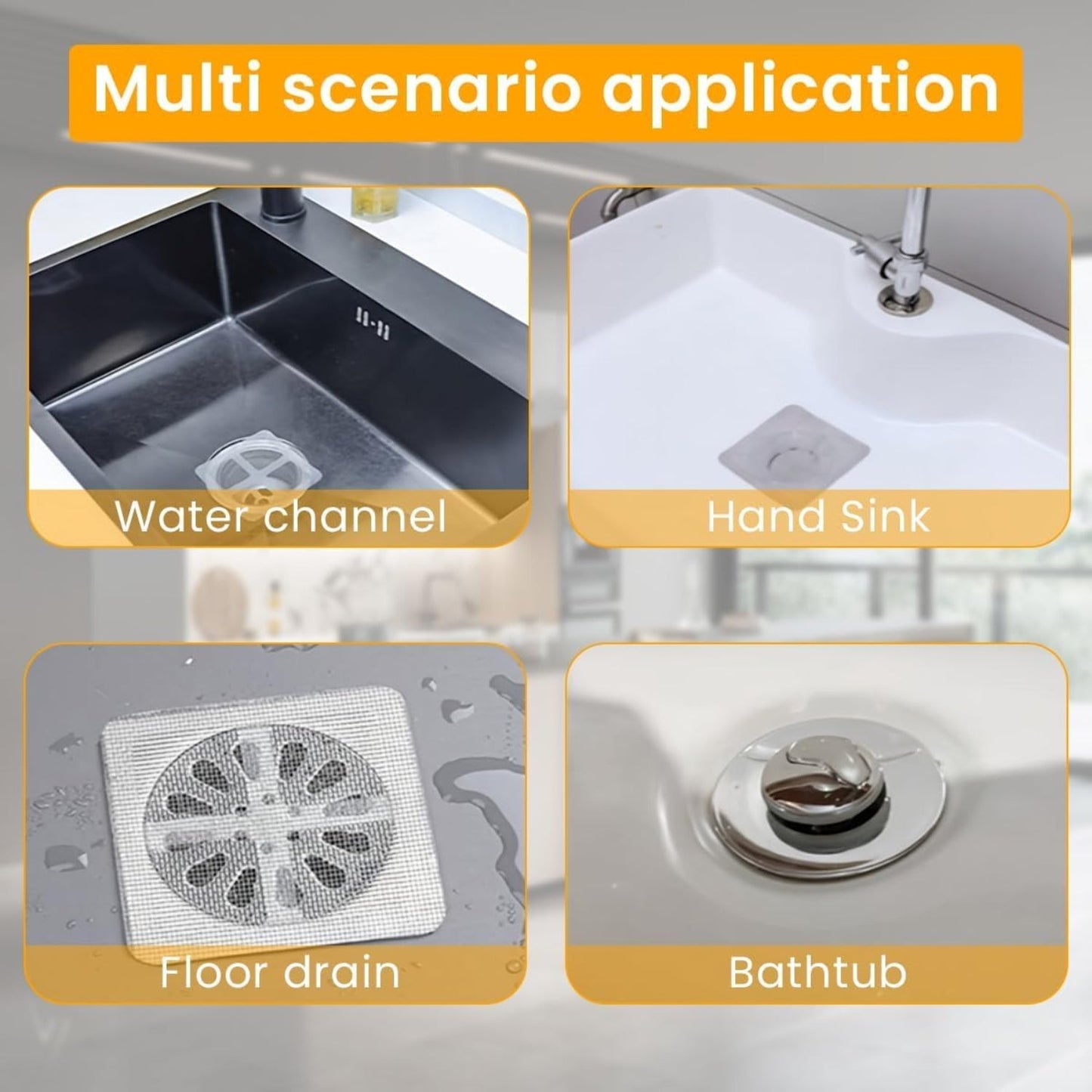 Drain Hair Catcher Waterproof Mesh Stickers (Pack of 10) – Anti-Clog Bathroom & Kitchen Drain Protector - Grandsell