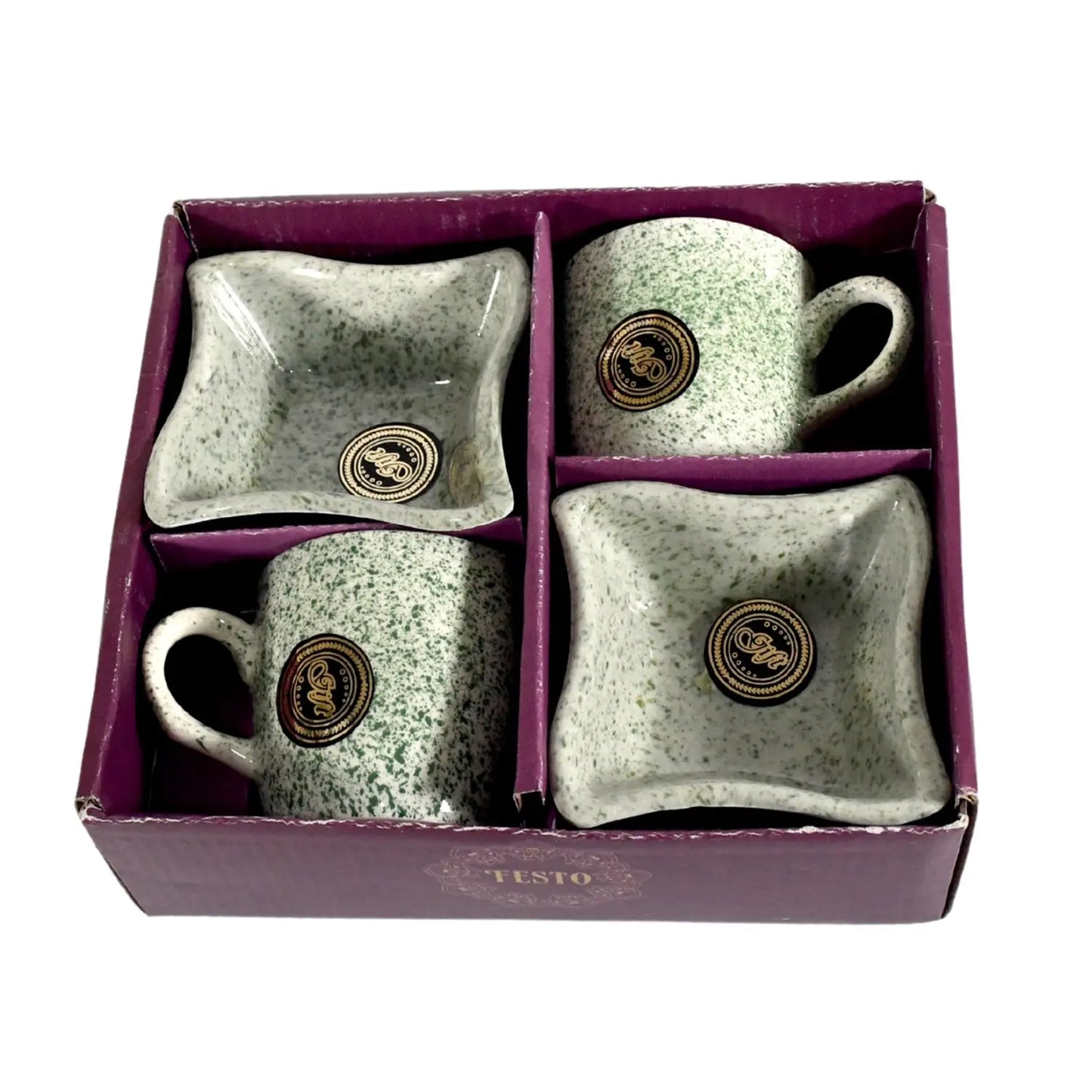 Festo Ceramic Tea Cups Mug Set Including Snacks Serving Bowl Milk Cup Coffee Cup Tea Cup Breakfast Cup Drinking Mug Or Outdoor For Household Gift For Birthday Wedding Party (4 Pcs Set) - Grandsell