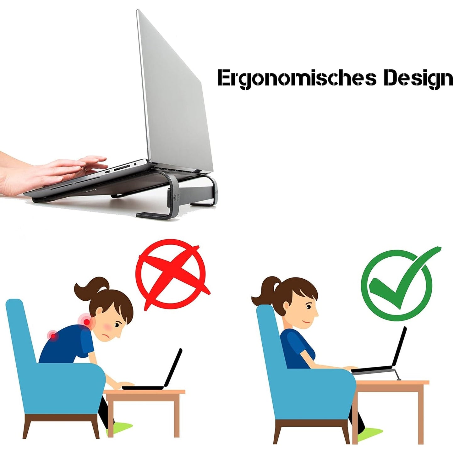 Fixed Metal Laptop Stand For Desk (25 26 Cm) - Grandsell
