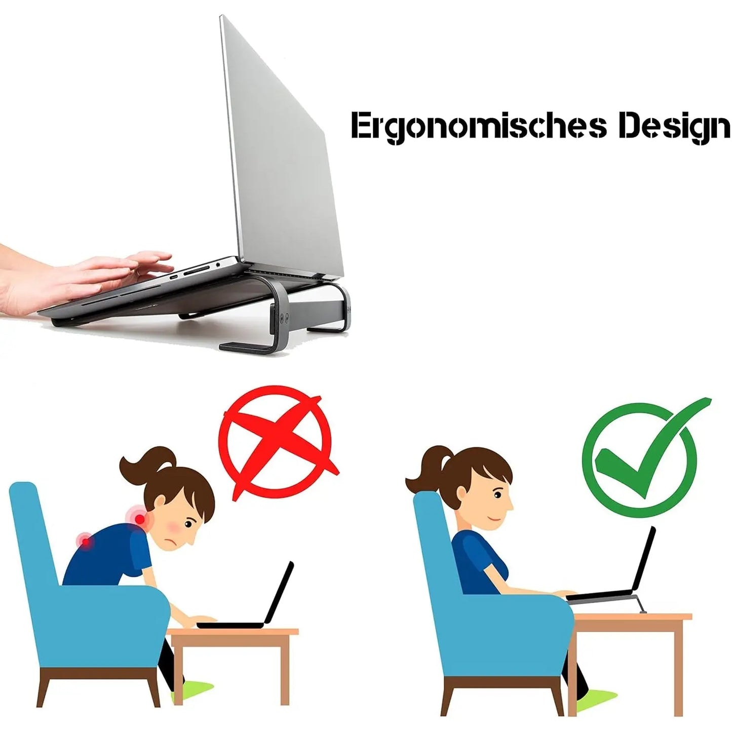 Fixed Metal Laptop Stand For Desk (25 26 Cm) - Grandsell