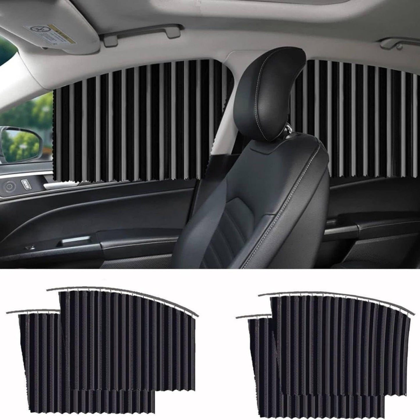 Foldable Car Window Privacy Curtains Sunshade – Magnetic Pleated Side Curtains - Grandsell