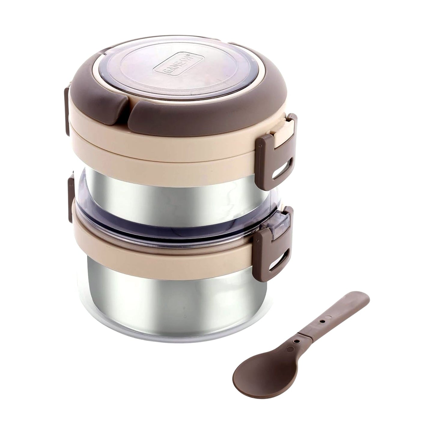 Ganesh Steko - 2 Double Layer Stainless Steel Insulated Lunch Box Set - Grandsell