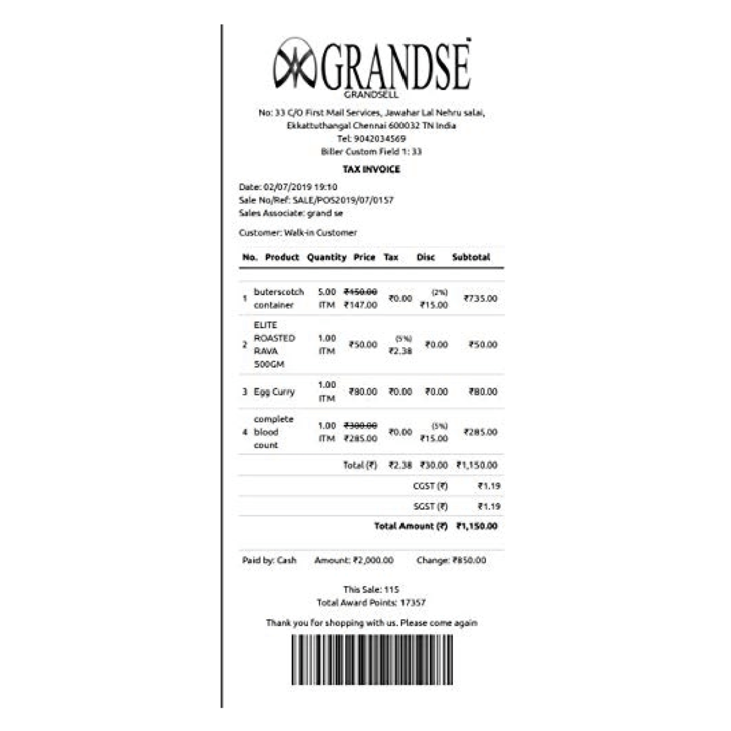 Grandse Billing Software with inventory Management with GST Ready Offline Lifetime Version - Grandsell