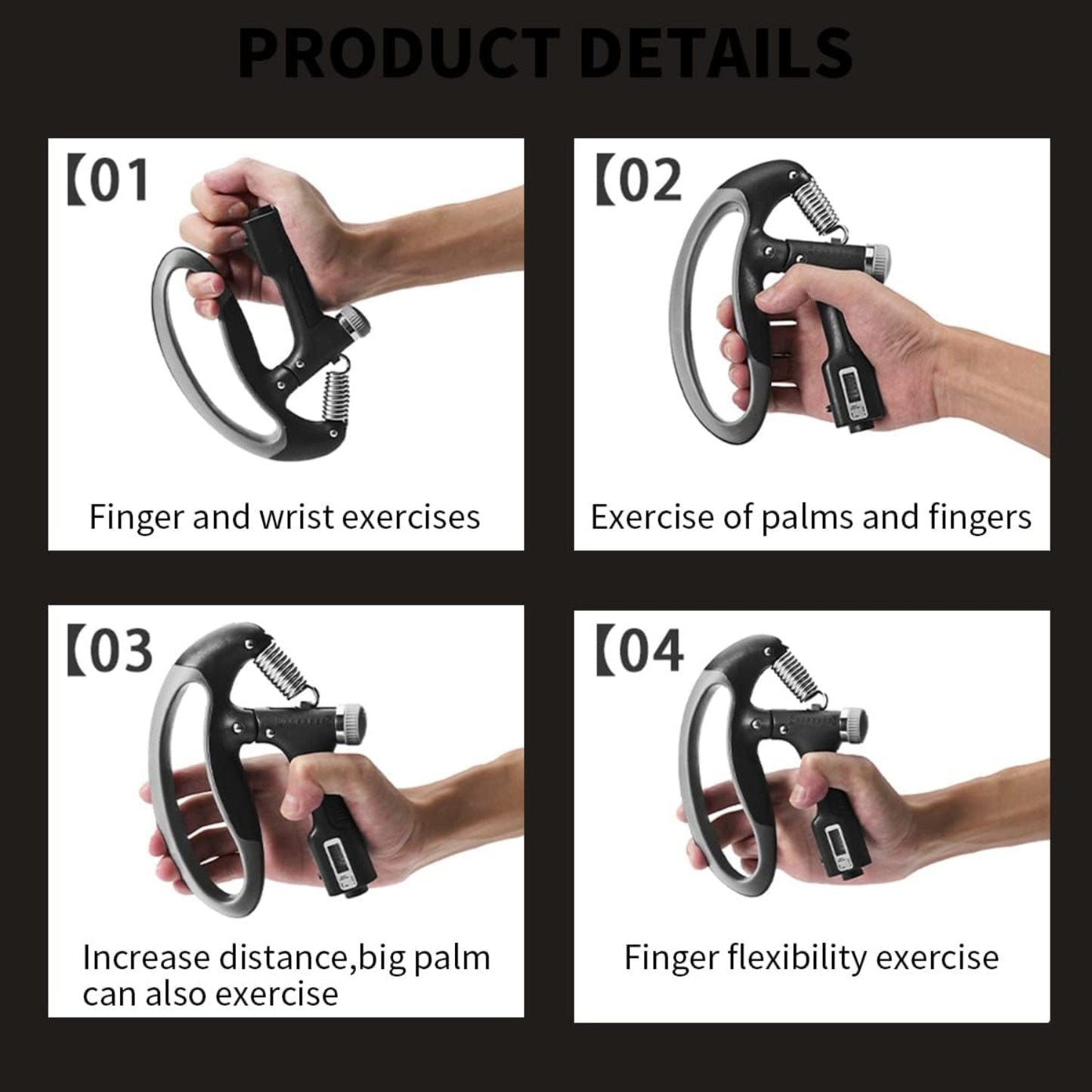 Hand Grip Strength Strengthener with Counter – Adjustable Hand Exerciser - Grandsell