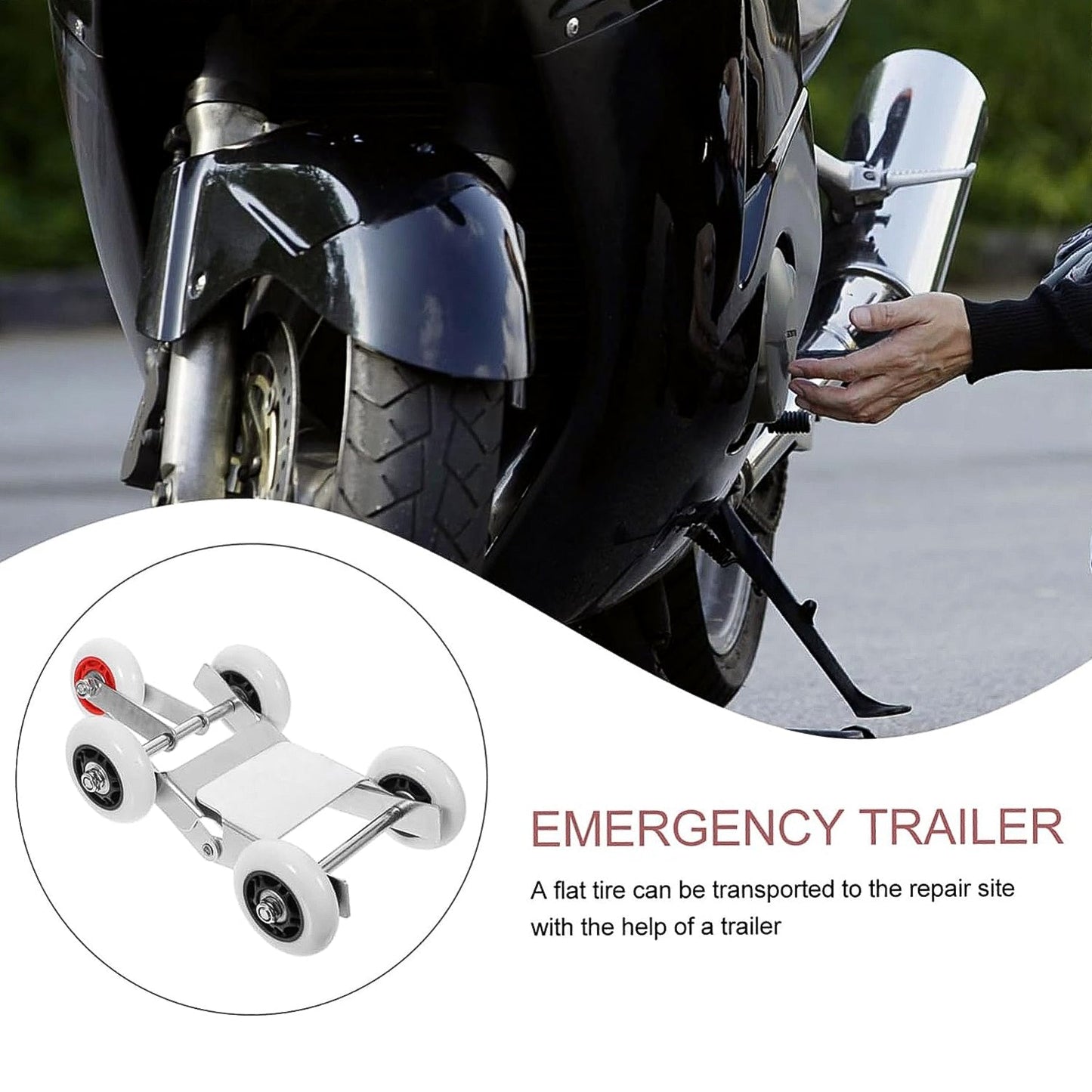 Heavy - duty Motorcycle Front Wheel Parking Roller Stand (1 Pc) - Grandsell