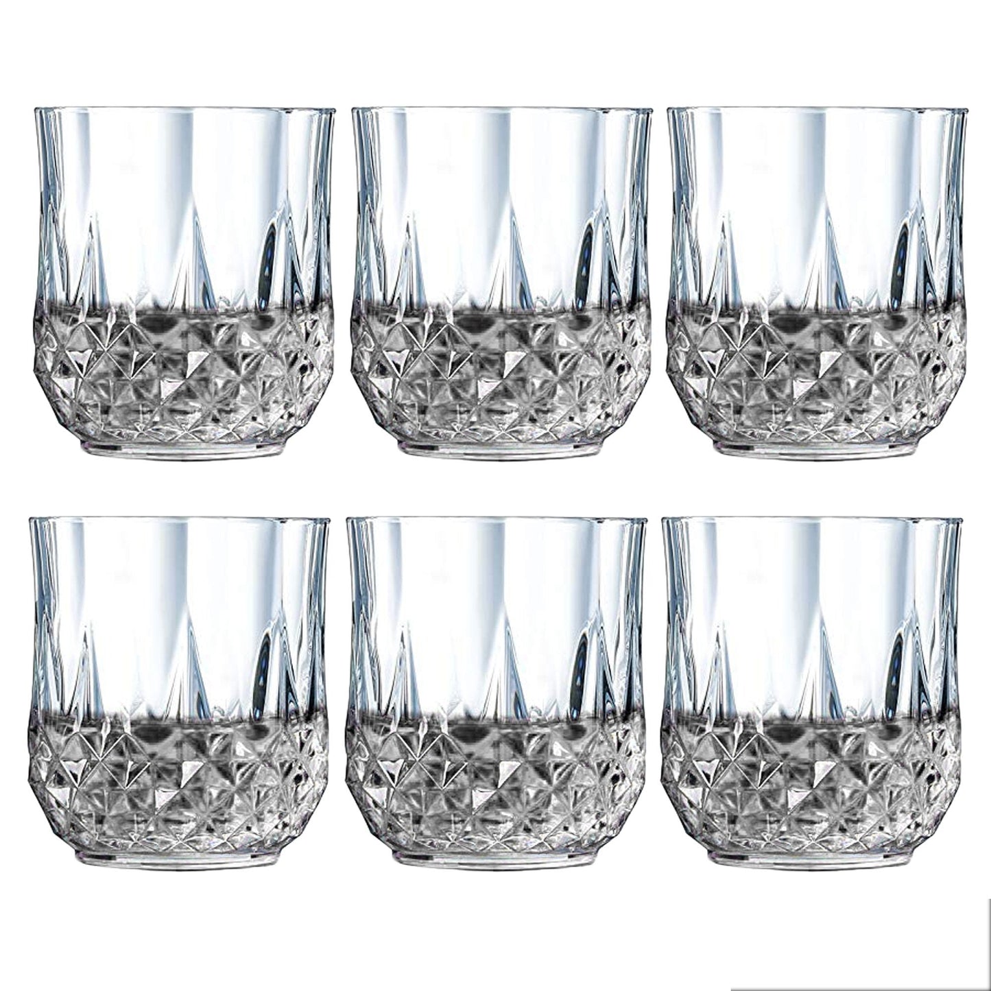 Heavy Unbreakable Stylish Look Fully Transparent Glasses Set 250ml (6pcs) - Grandsell