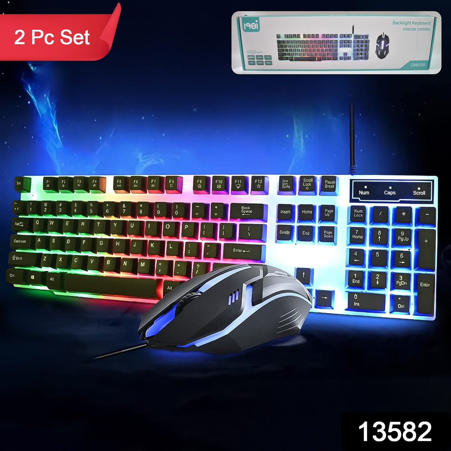 Key Colorful Lighting Keyboard Mouse Set (2 Pc Set) - Grandsell