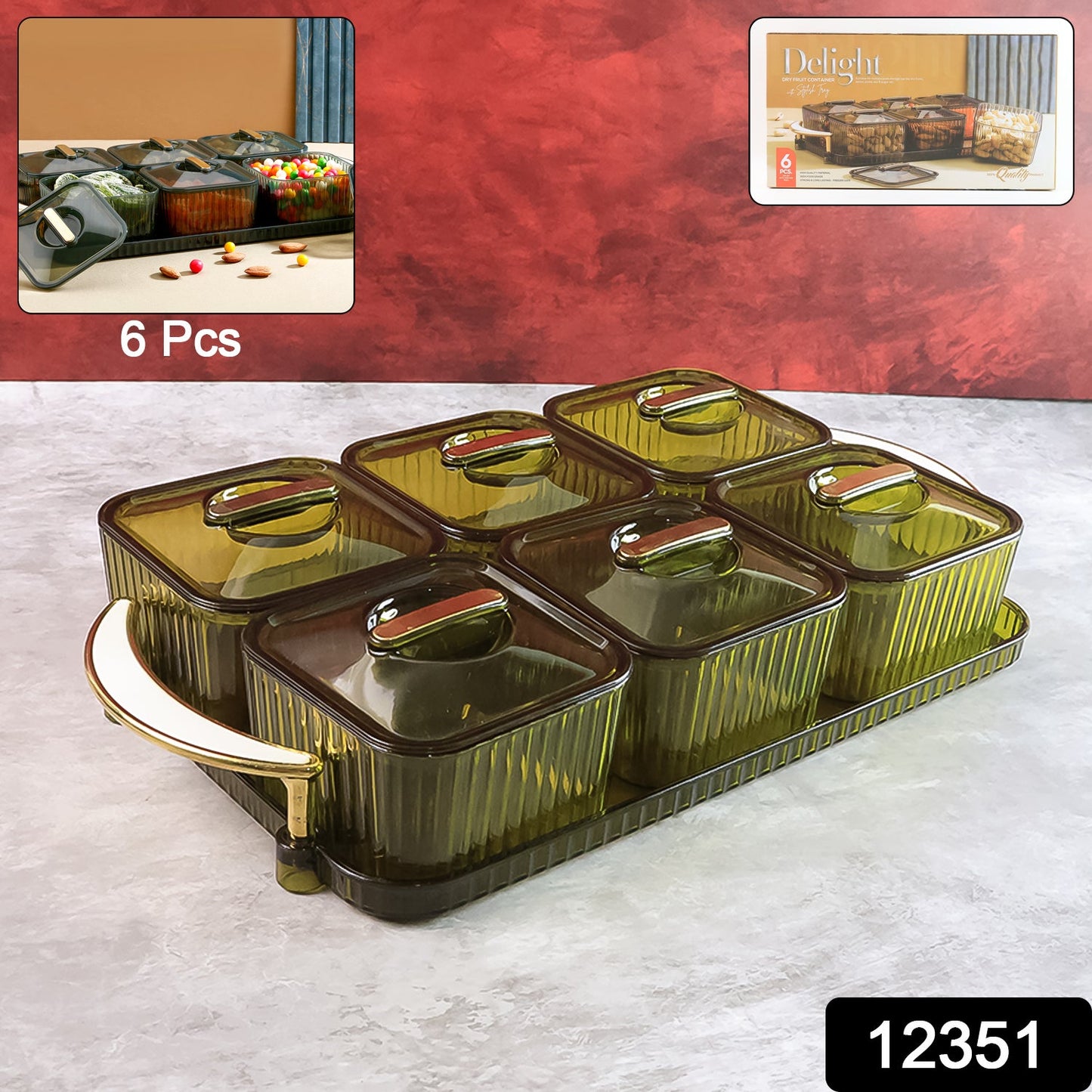 Liger Multipurpose Transparent Spice Jar Set With Tray And Lids 400ml Approx (6 Pc) - Grandsell