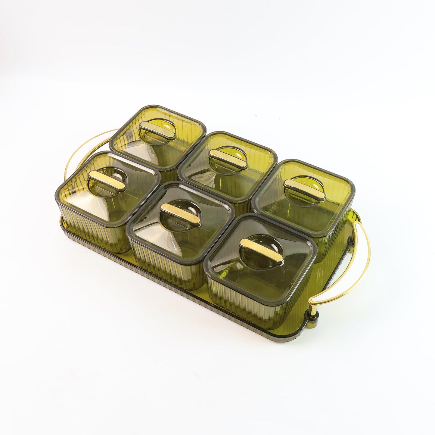 Liger Multipurpose Transparent Spice Jar Set With Tray And Lids 400ml Approx (6 Pc) - Grandsell