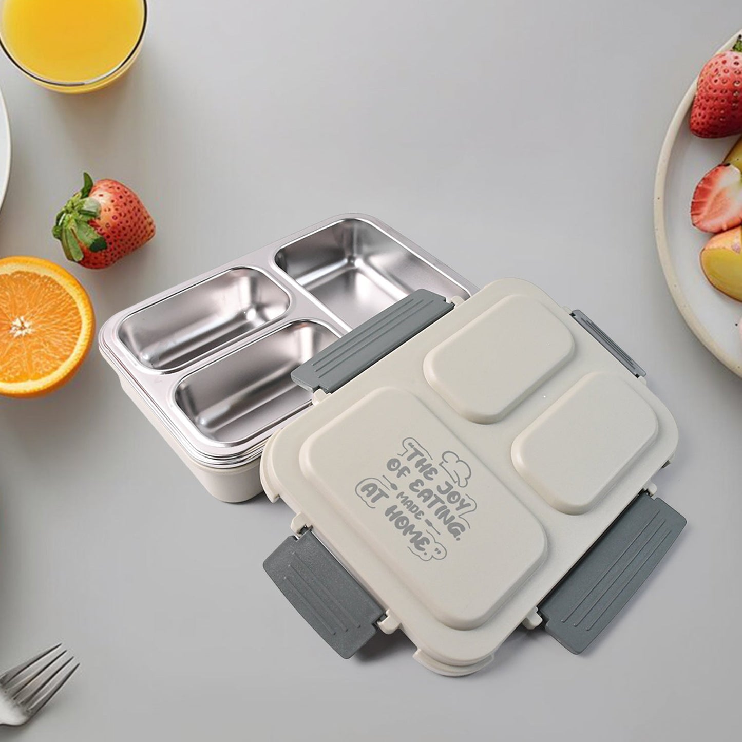 Lunch Box (200 Ml Each Container) With Attractive Stand - 4 Pcs - Grandsell