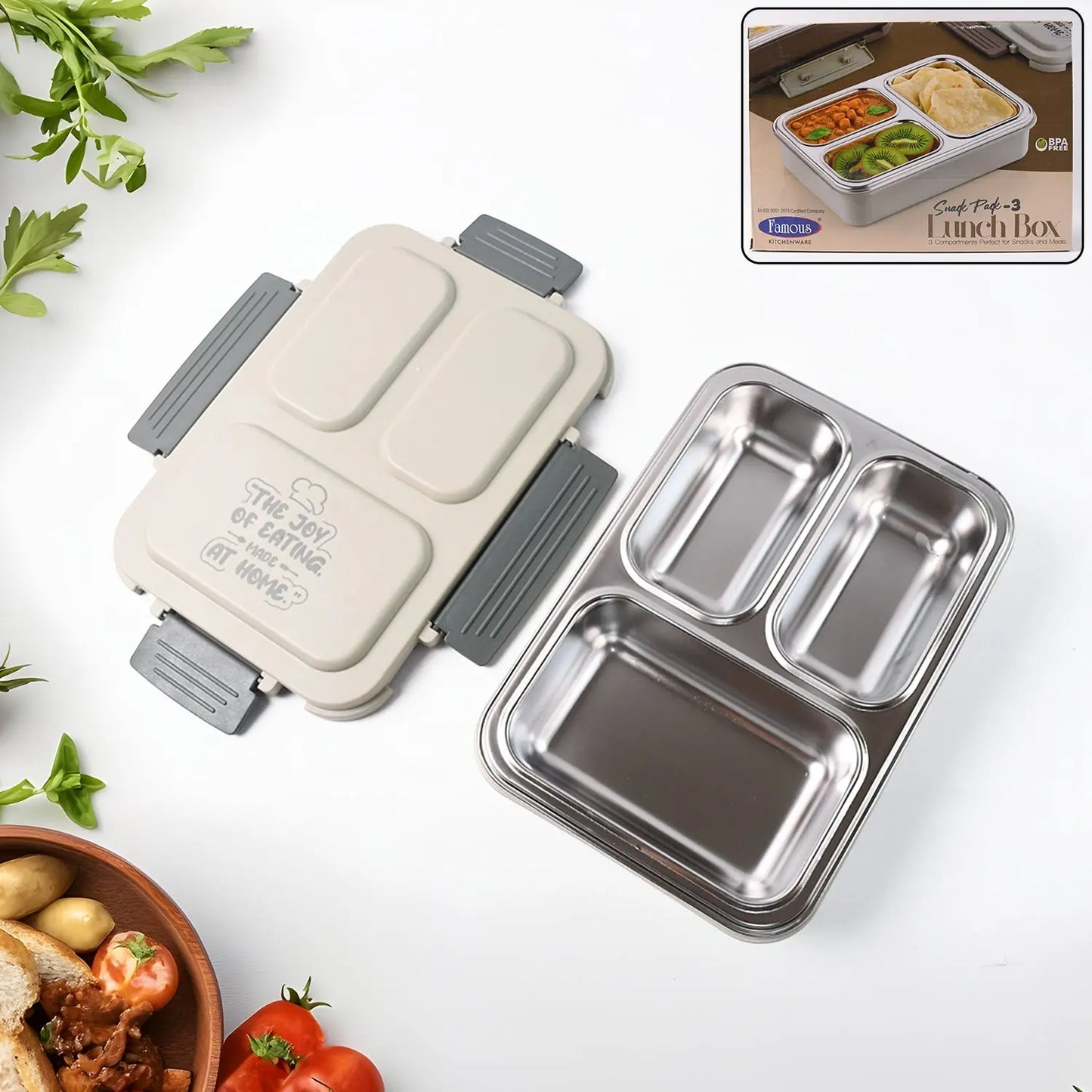 Lunch Box (200 Ml Each Container) With Attractive Stand - 4 Pcs - Grandsell