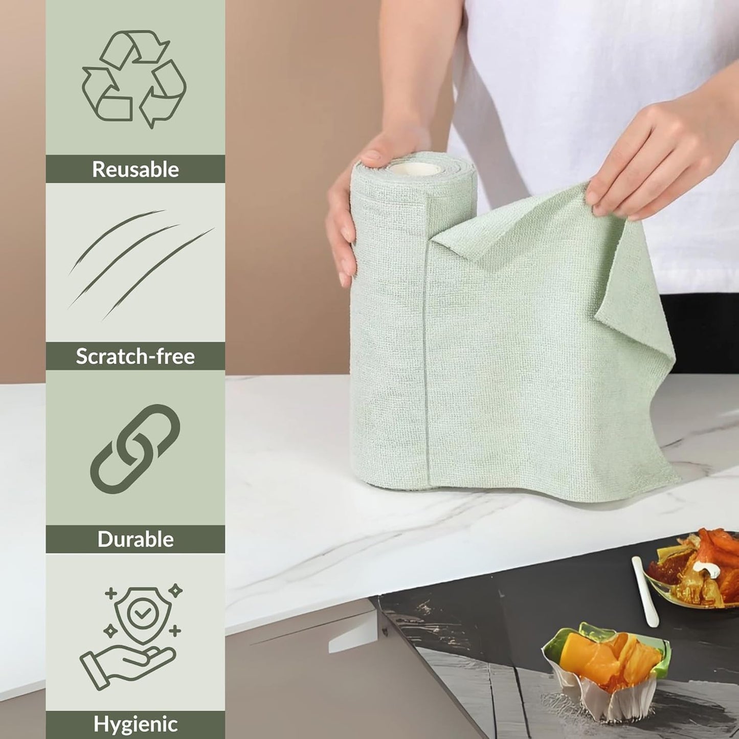 Microfiber Cleaning Cloth Roll – Super Absorbent, Lint - Free & Reusable Cleaning Cloths | Grandsell - Grandsell