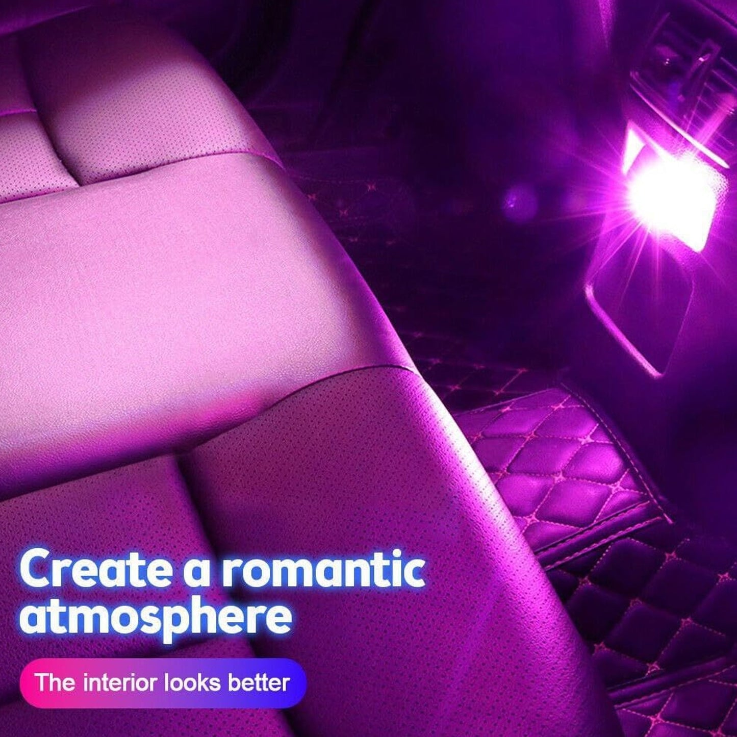Mix Color Diamond Shape Car Mini Usb Led Environmental Lights For Car And Home Decoration Led Light Mini Usb Led Night Lights Car Interior Atmosphere Lamp Car Light(White - color) - Grandsell