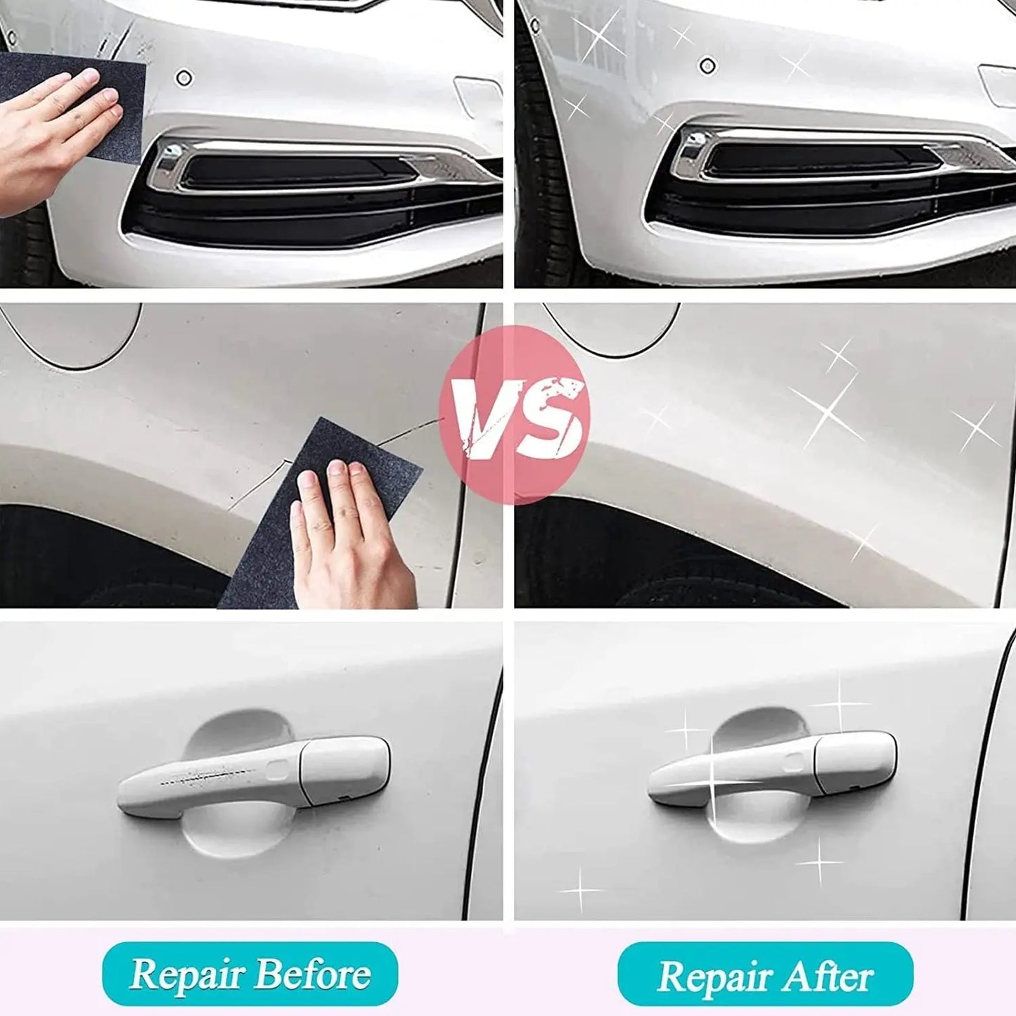 Nano Magic Car Scratch Remover Cloth Multipurpose Scratch Repair Cloth Cloth For Car Paint Scratch Repair Easy To Repair Slight Scratches On The Surface Polishing Repeatable Use For All Kinds Of Car (45 Ml Repair Solution 2 Gloves 2 Nano Cloth) - Grandsell