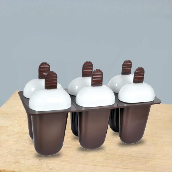 Plastic Ice Candy Maker Kulfi Maker Moulds Set With 6 Cups (Multicolour) - Grandsell