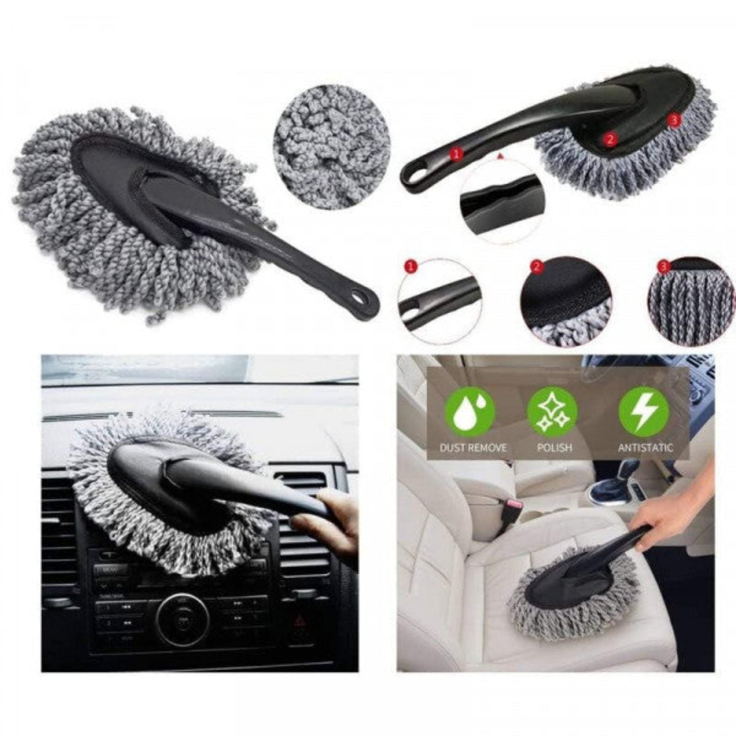 Plastic Multi-Functional Car Duster Cleaning Brush – Dust & Dirt Mop Tool - Grandsell