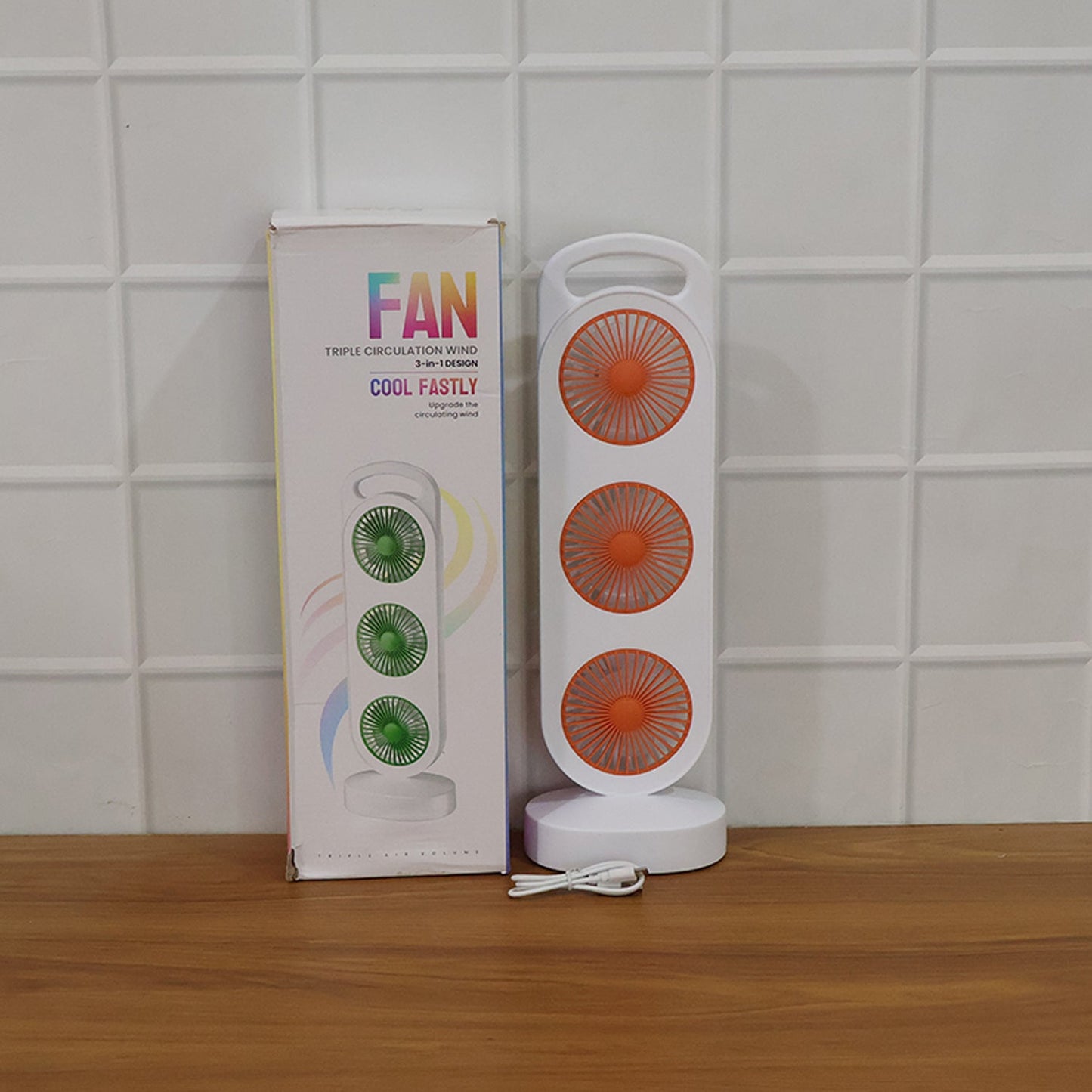 Portable 3 In 1 Design Triple Head Table Fan (1 Pc) - Grandsell