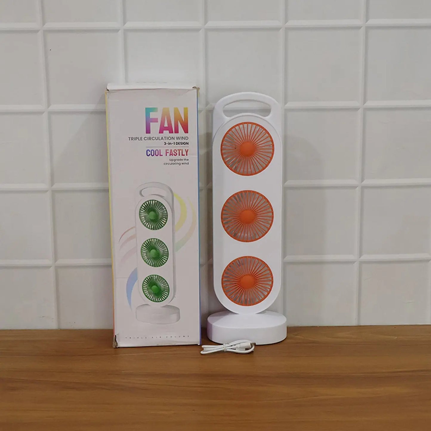 Portable 3 In 1 Design Triple Head Table Fan (1 Pc) - Grandsell