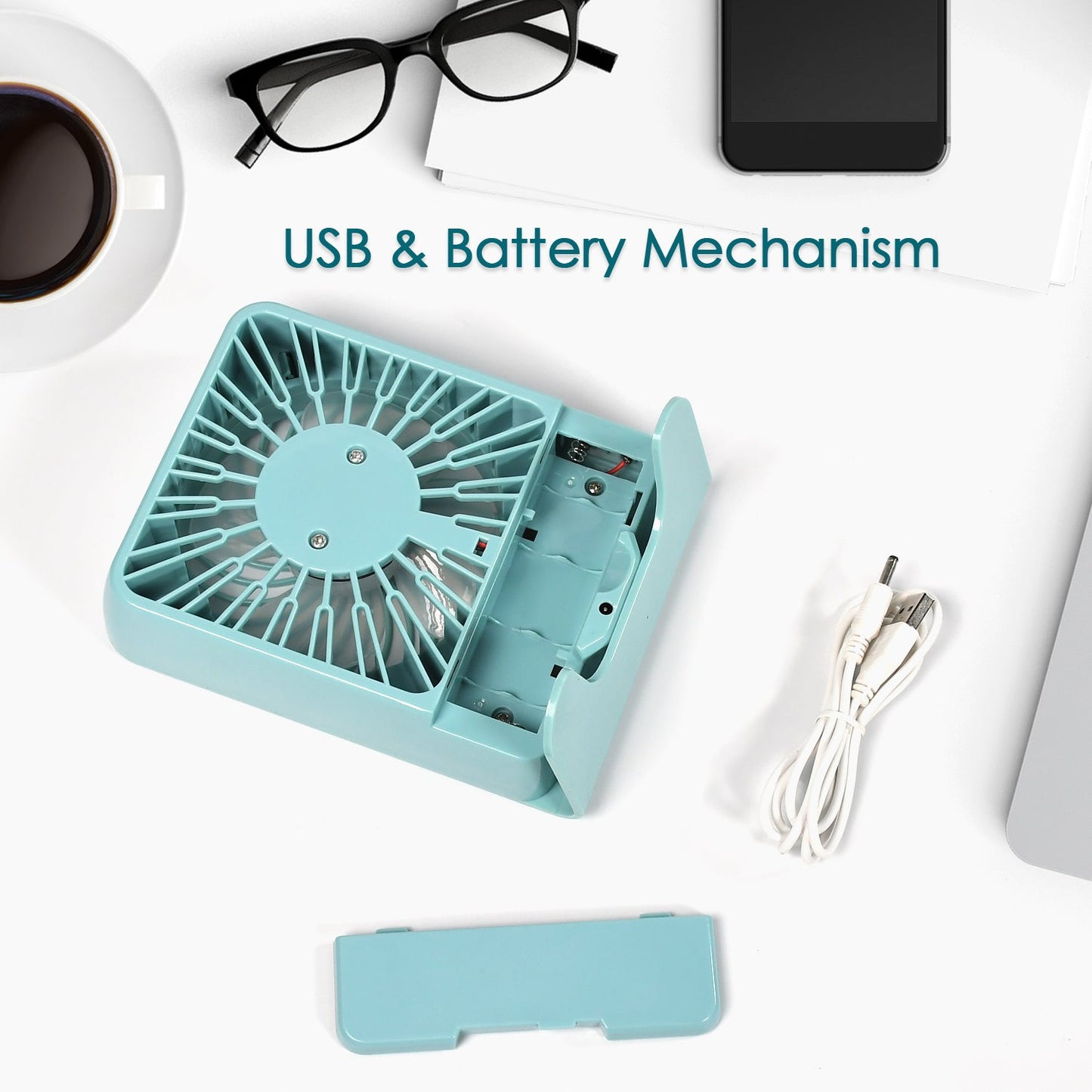 Portable Desk Fan Big Table Fan 3 Step Speed Setting Fan Personal Desk Fan Suitable For Office School Home Use (Battery Not Include) - Grandsell