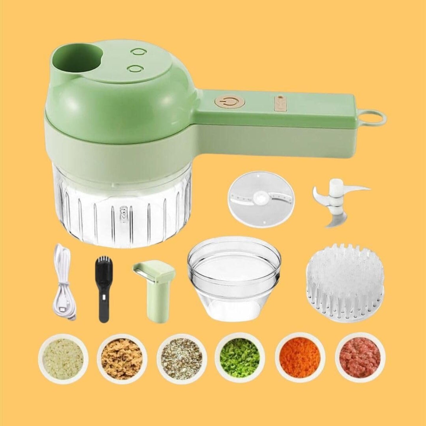 Portable Electric Vegetable Cutter Set – 4 - in - 1 USB Rechargeable Mini Chopper & Food Prep Tool - Grandsell